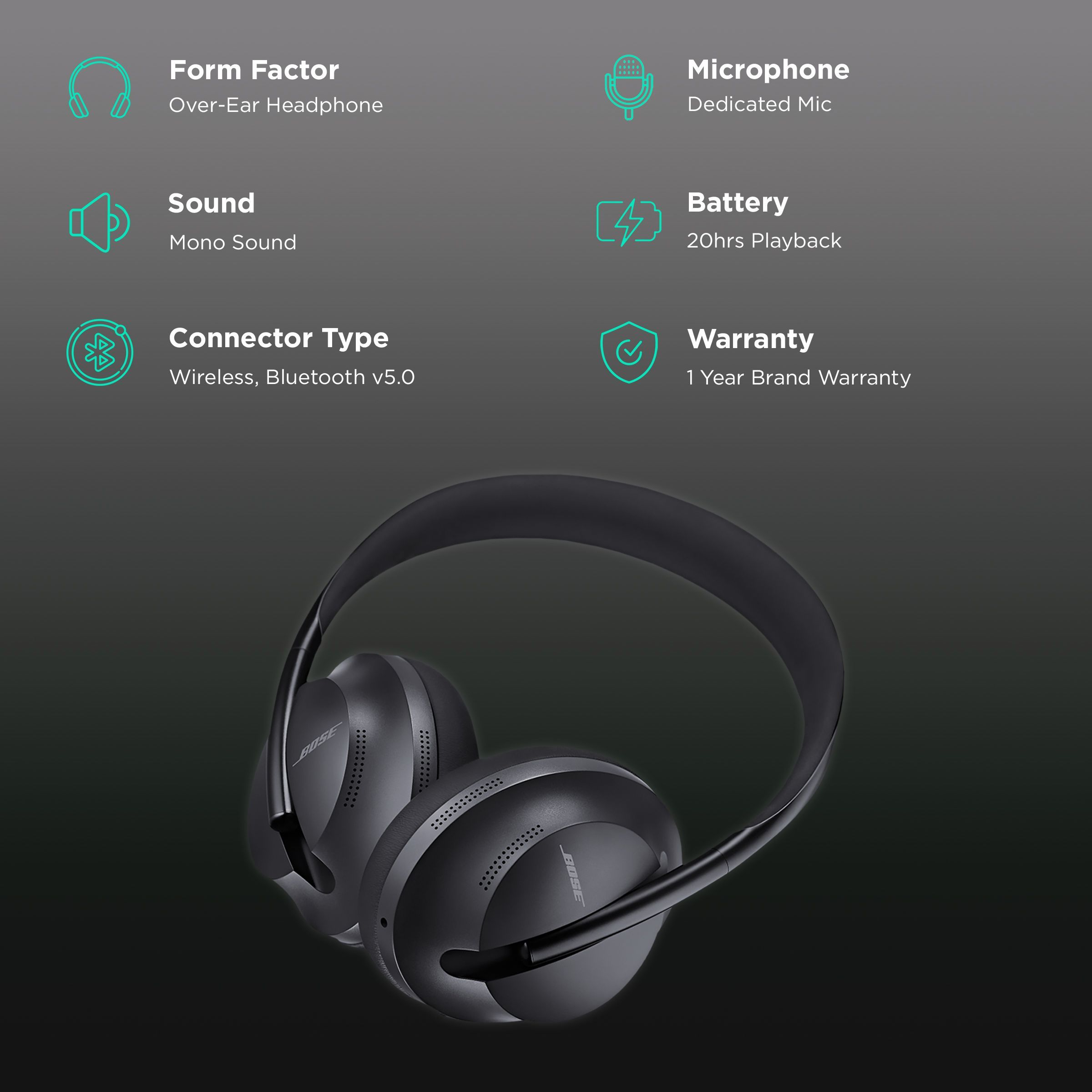 BOSE 700 Bluetooth Headphone with Mic (Upto 20 Hours Playback, Over Ear, Black)_2