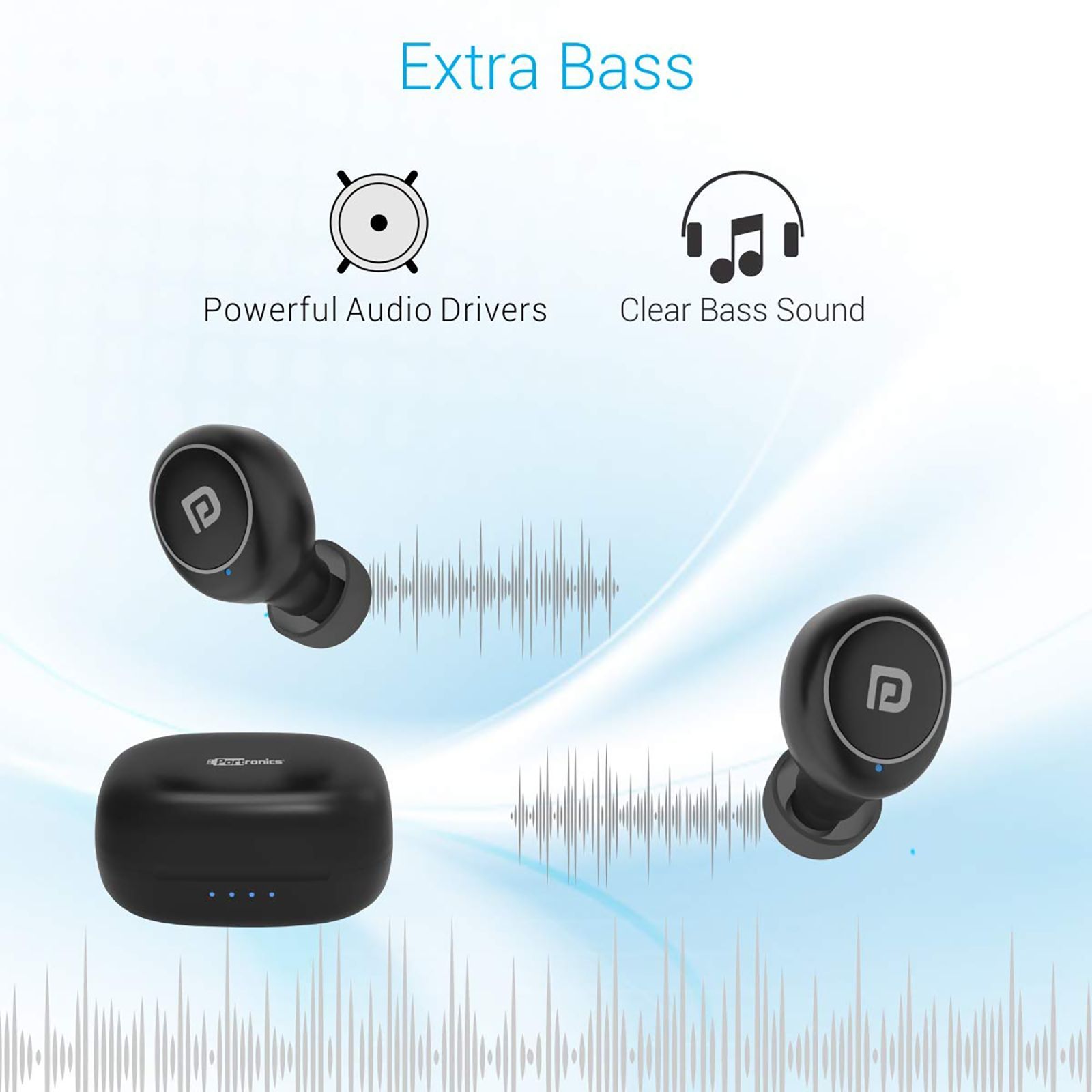 PORTRONICS Harmonics Twins Mini POR 325 TWS Earbuds with Noise Reduction (IPX6 Water Resistant, Black)_5