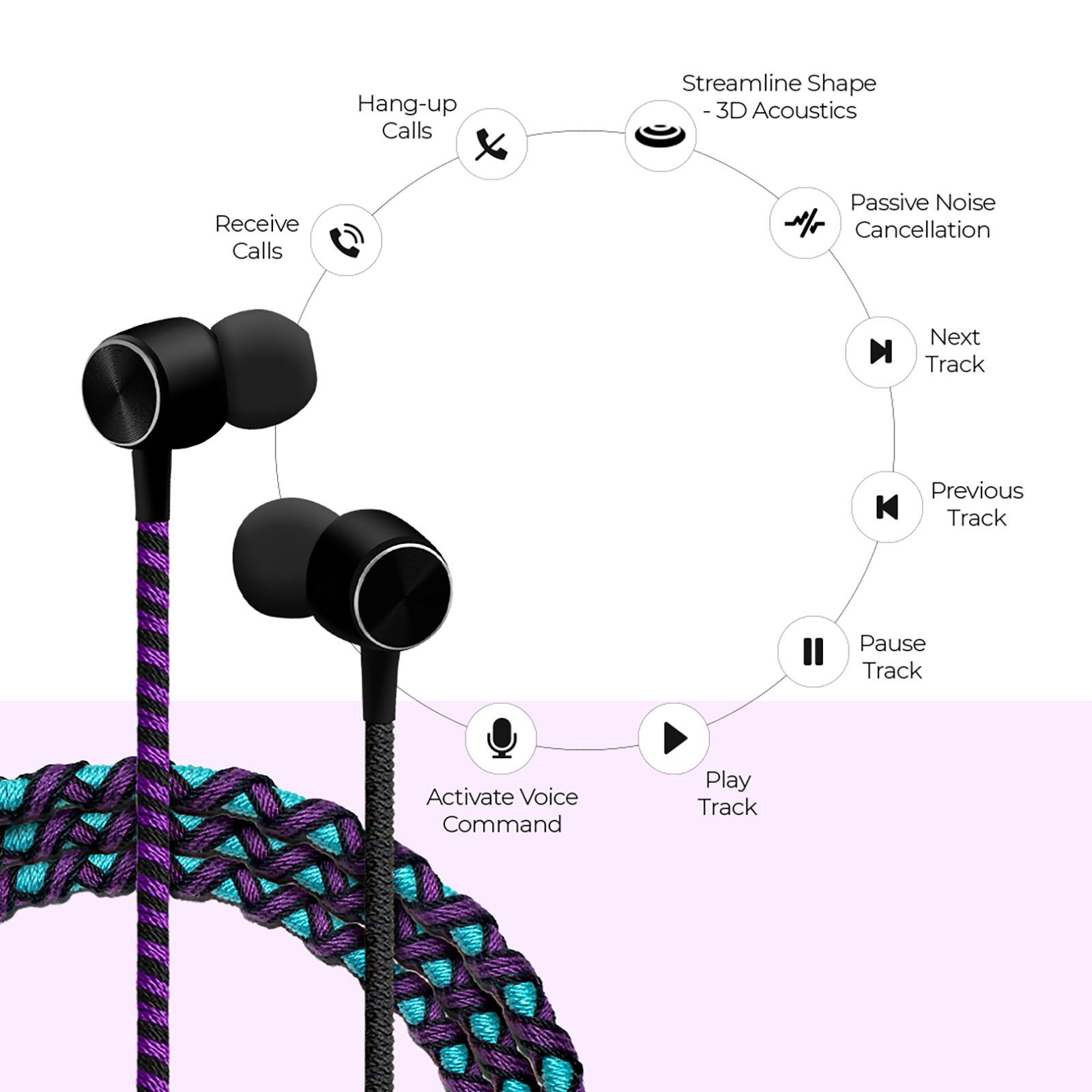 CROSSLOOP Pro CSLE015-E Earphone with Mic (In Ear, Cyan and Purple)_9