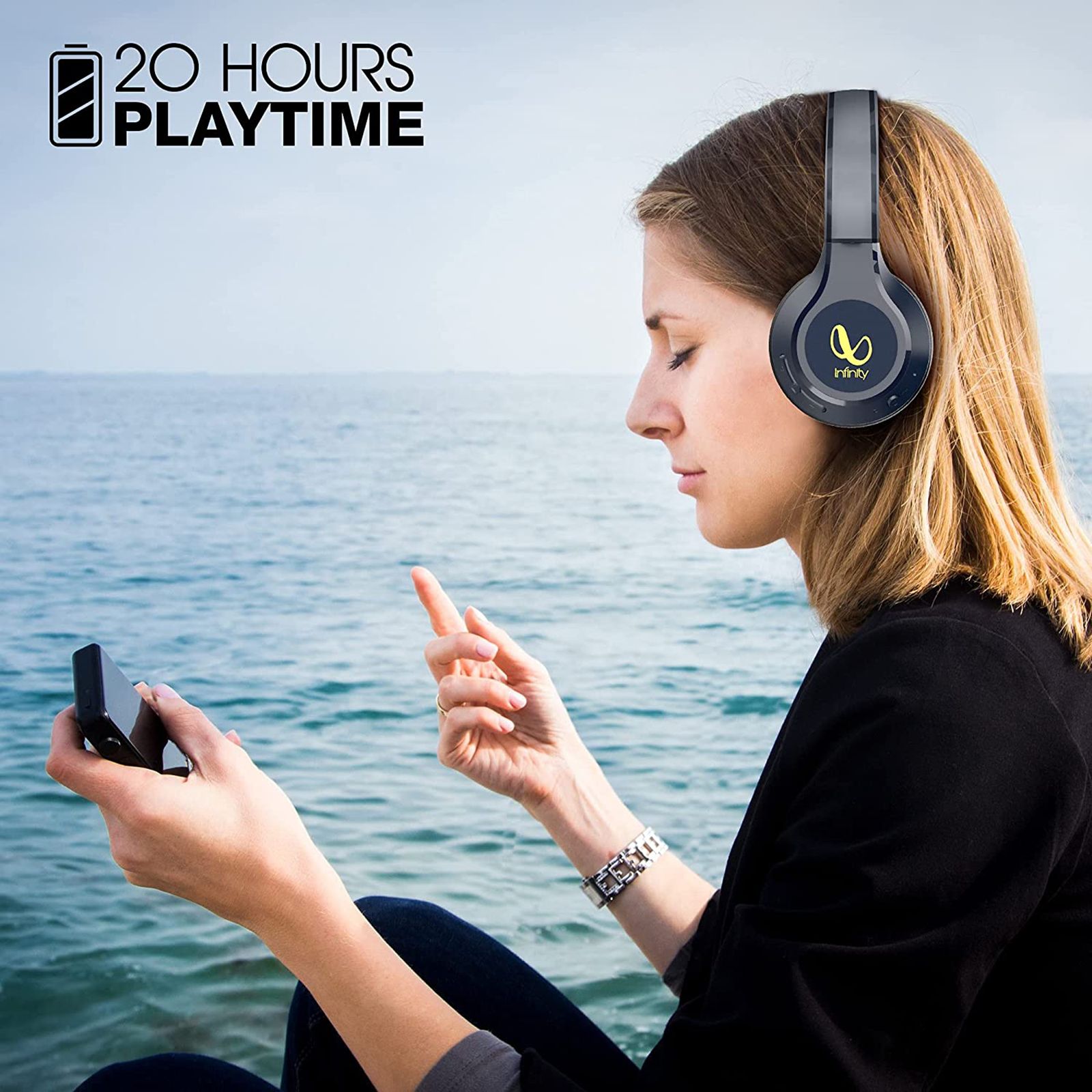 Infinity Tranz Bluetooth Headphone with Mic (Fast Charging, On Ear, Blue)_9