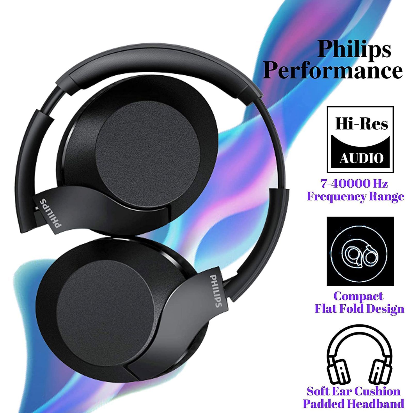 PHILIPS TAPH802 Bluetooth Headphone with Mic (Echo Cancellation, Over Ear, Black)_8