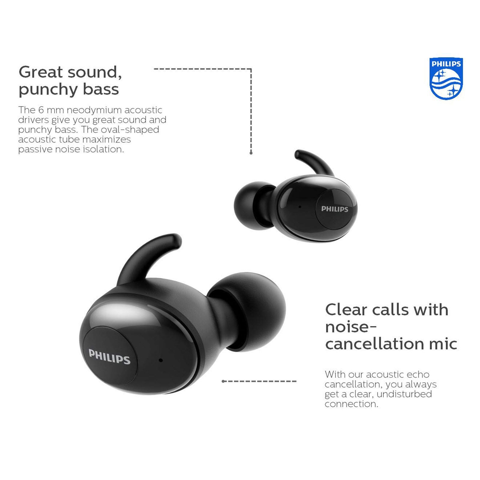 PHILIPS SHB2515BK/00 TWS Earbuds with Noise Isolation (Upto 100 Hours Playback, Black)_8