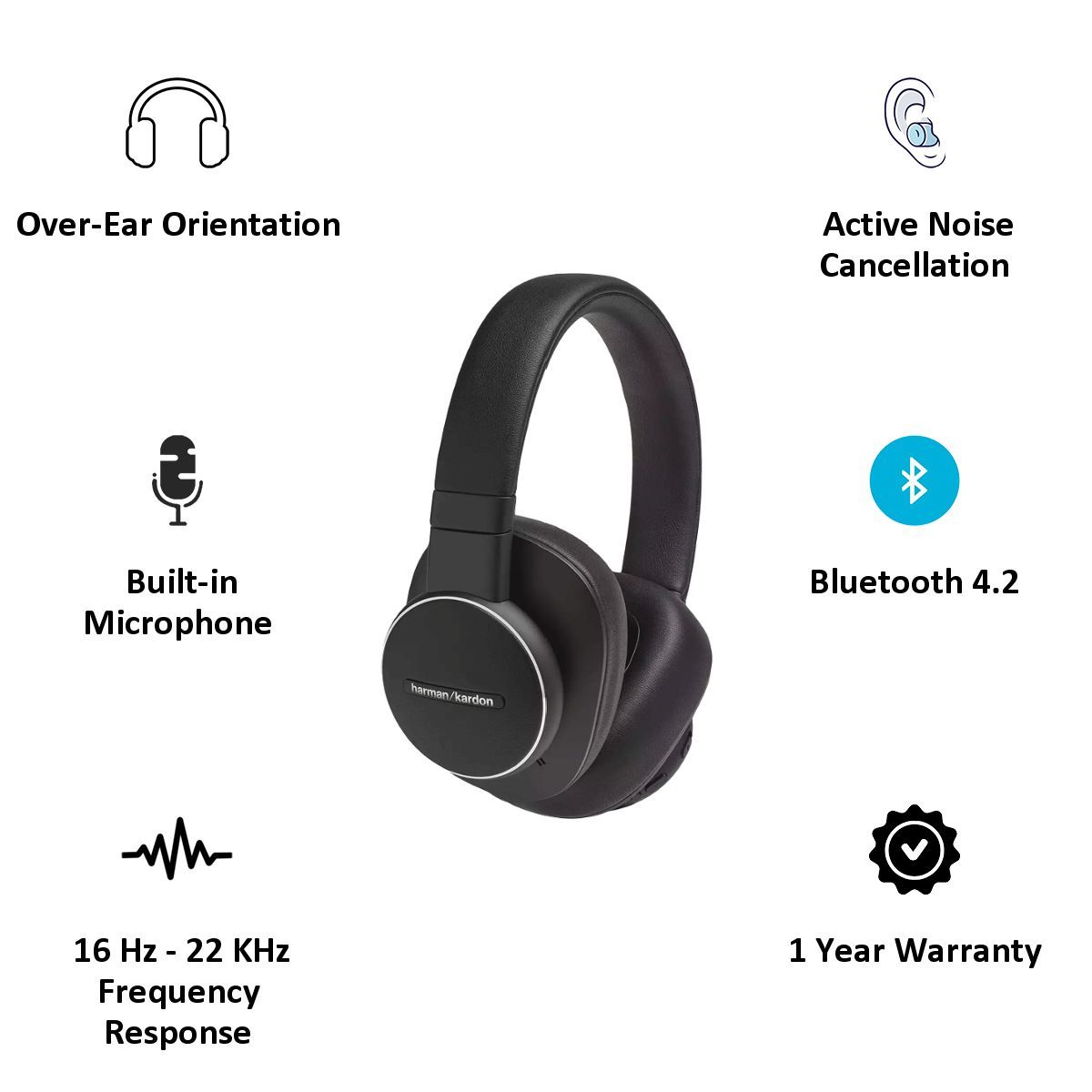 harman kardon Fly HKFLYANCBLK Over-Ear Active Noise Cancellation Wireless Headphone with Mic (Bluetooth 4.2, Fast Charging Capability, Black) harman kardon Fly HKFLYANCBLK Over-Ear Active Noise Cancellation Wireless Headphone with Mic (Bluetooth 4.2, Fast Charging Capability, Black)_5