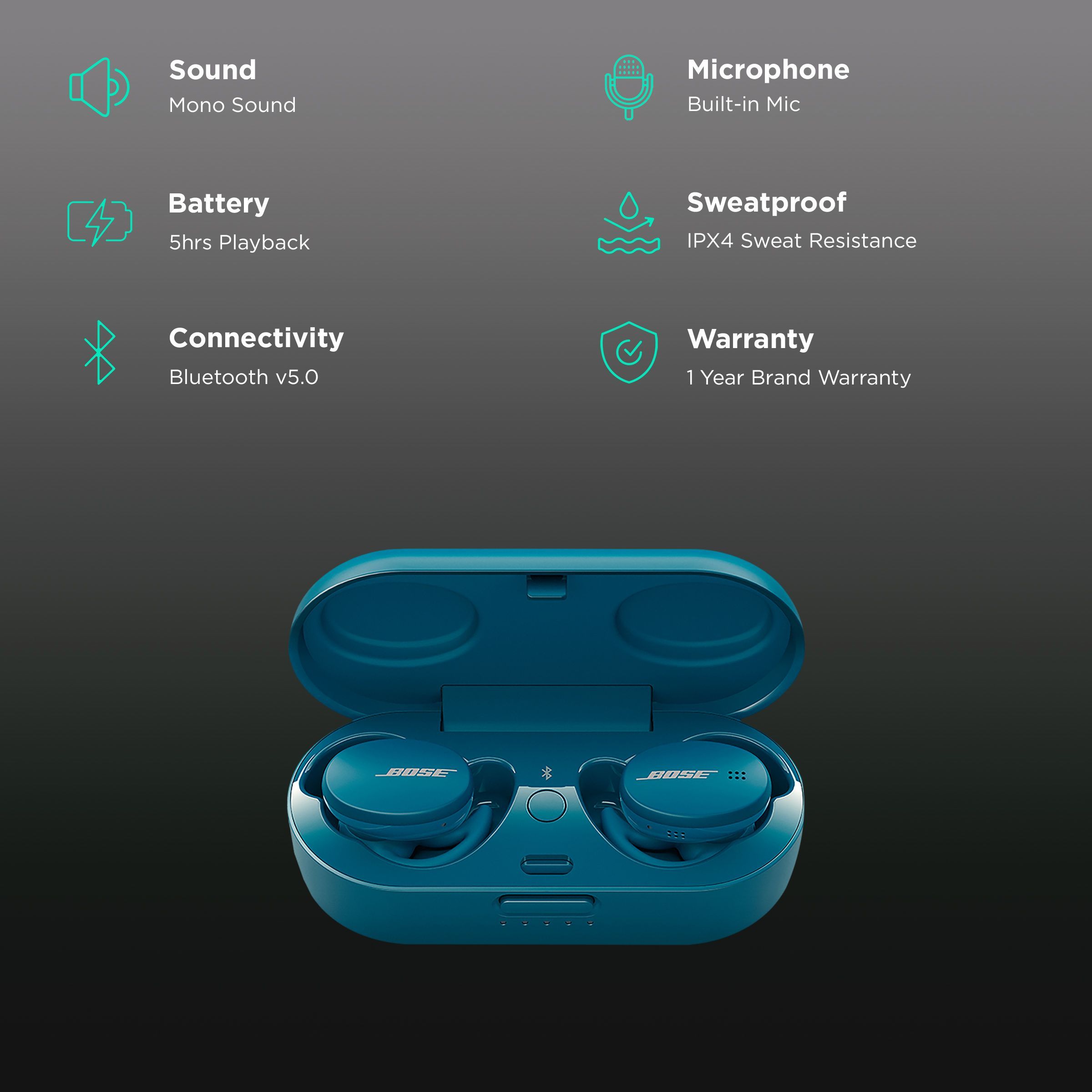 BOSE Sport 805746-0020 TWS Earbuds (Sweat Resistant, Quick Charge, Baltic Blue)_2