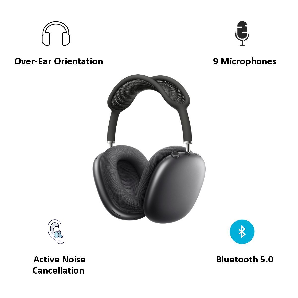 Apple AirPods Max MGYH3HN/A Over-Ear Wireless Headphone with Mic (Bluetooth 5.0, Spatial Audio, Space Grey)_5