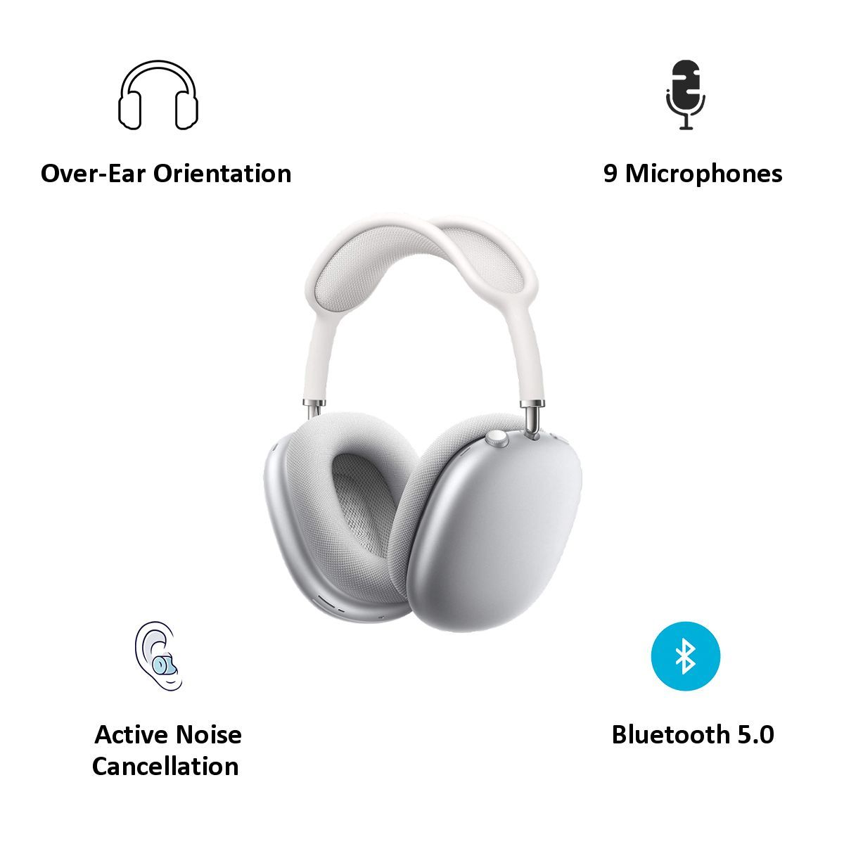 Apple AirPods Max MGYJ3HN/A Over-Ear Wireless Headphone with Mic (Bluetooth 5.0, Spatial Audio, Silver)_5