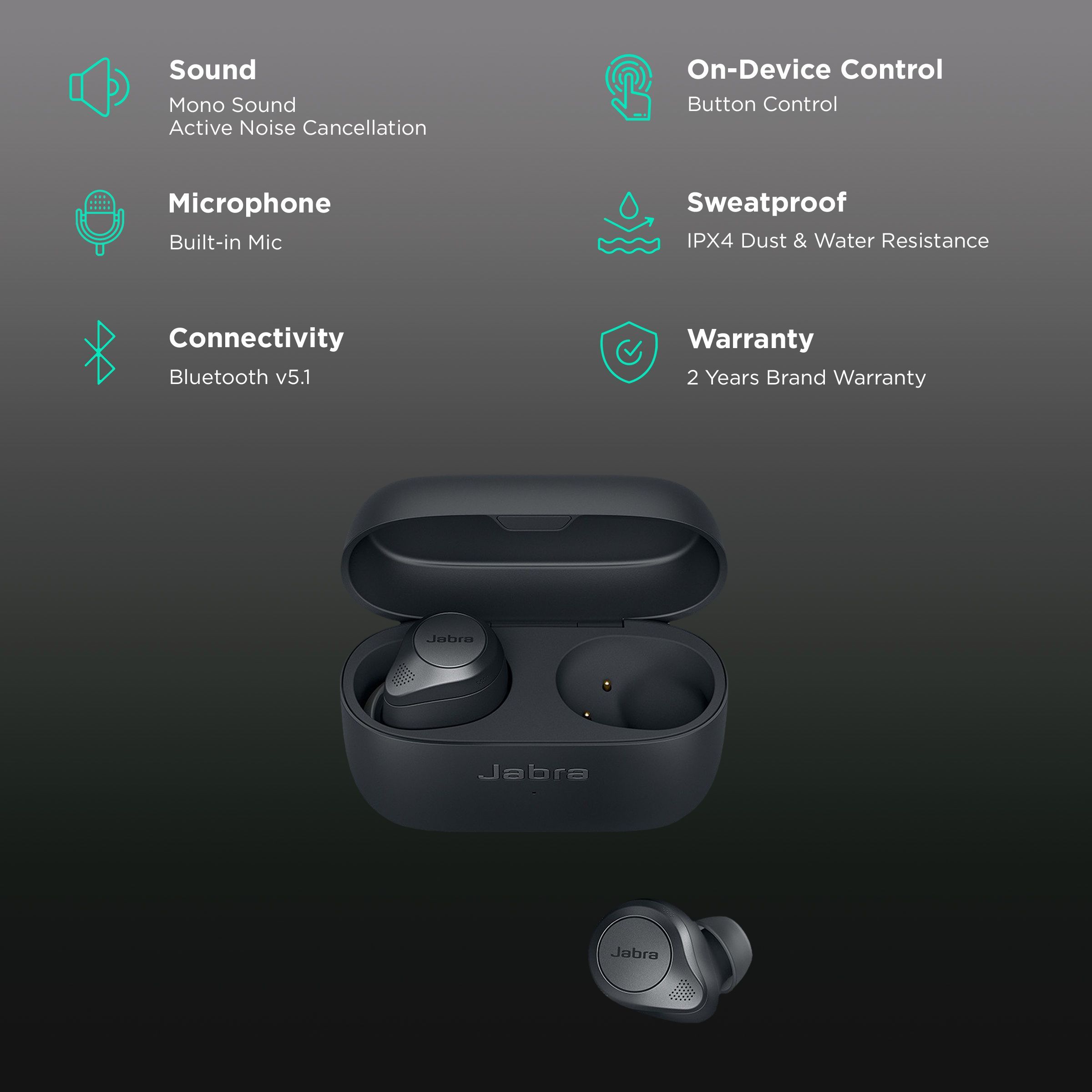 Jabra Elite 85t TWS Earbuds with Active Noise Cancellation (Water Resistant, Upto 31 Hours Playback, Gray)_2