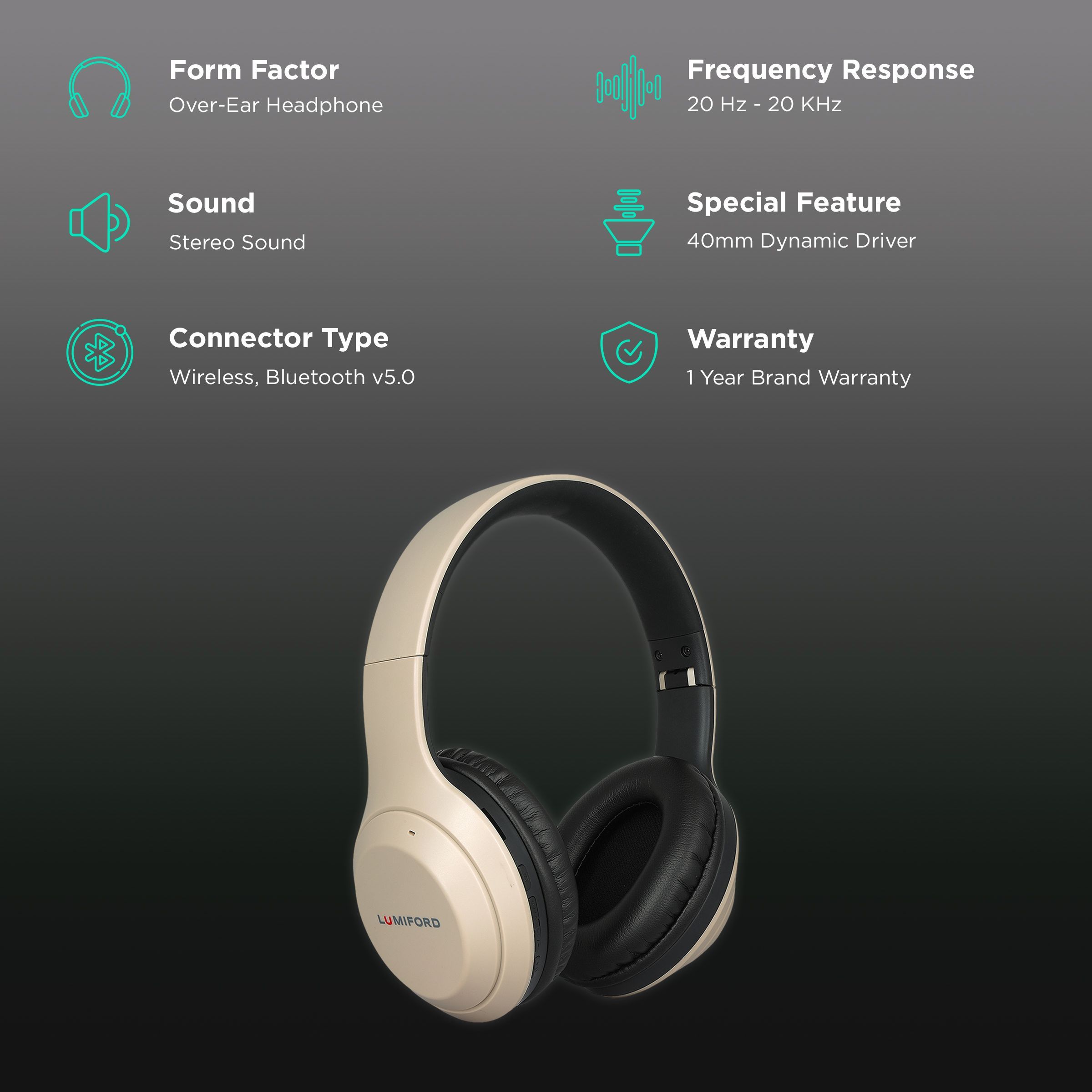 LUMIFORD LongdriveHD HD50 Bluetooth Headphone with Mic (Passive Noise Cancellation, Over Ear, Beach) LUMIFORD LongdriveHD HD50 Bluetooth Headphone with Mic (Passive Noise Cancellation, Over Ear, Beach)_2