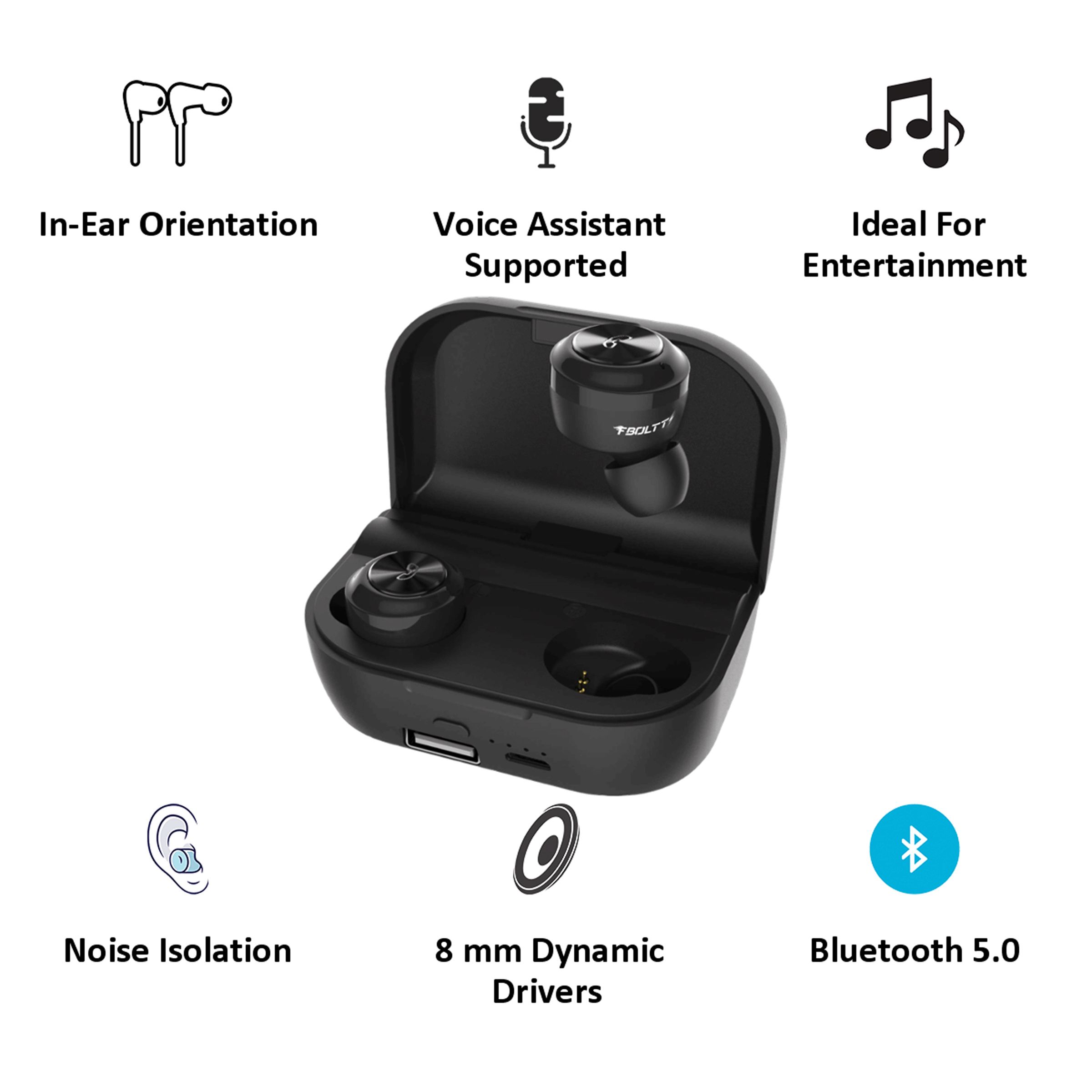 Fire-Boltt BE1001 BE1000 In-Ear Noise Isolation Truly Wireless Earbuds with Mic (Bluetooth 5.0, Voice Assistant Supported, Black)_5