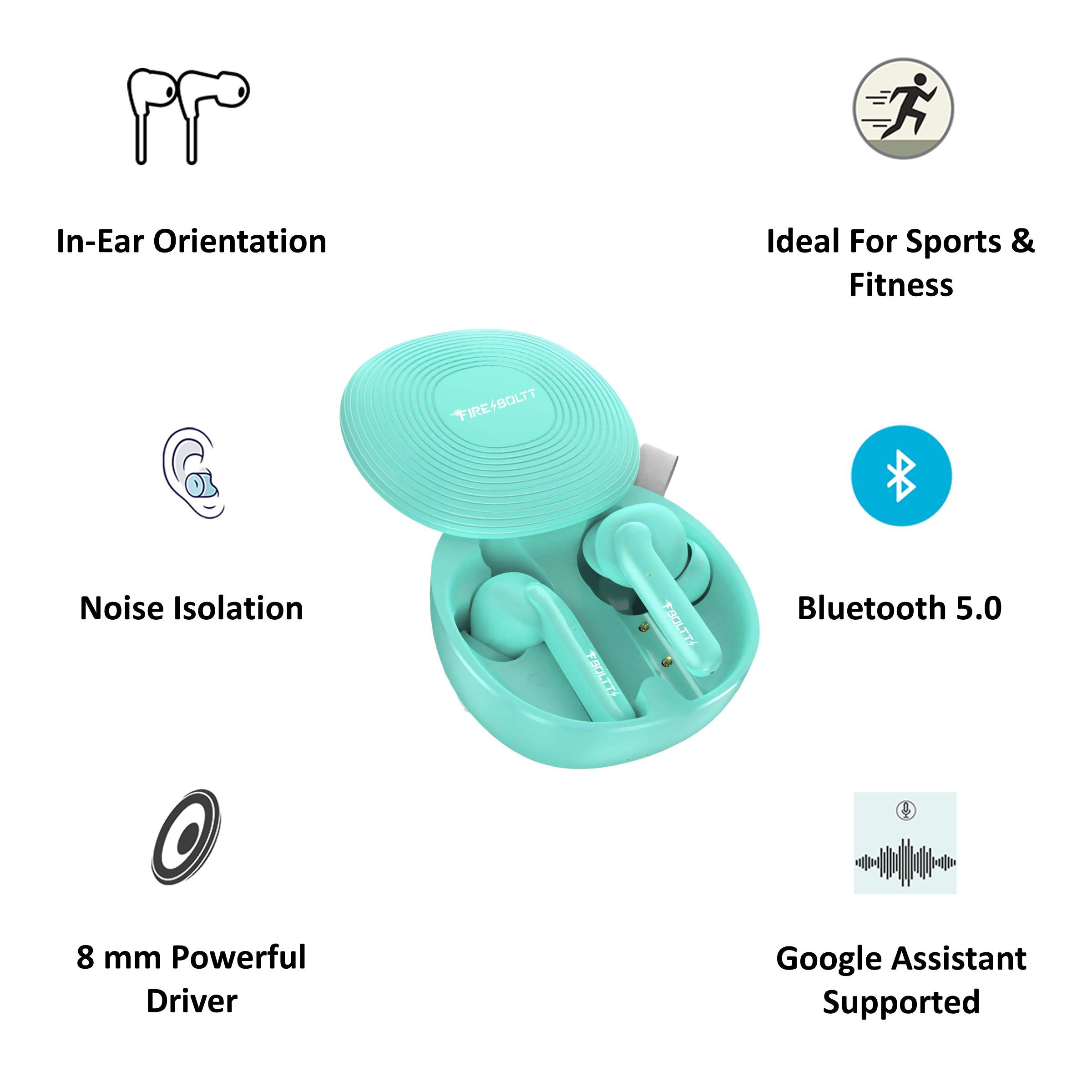 FIRE-BOLTT BE1100 TWS Earbuds (IPX2 Water Resistant, 6D Stereo Sound, Green)_6