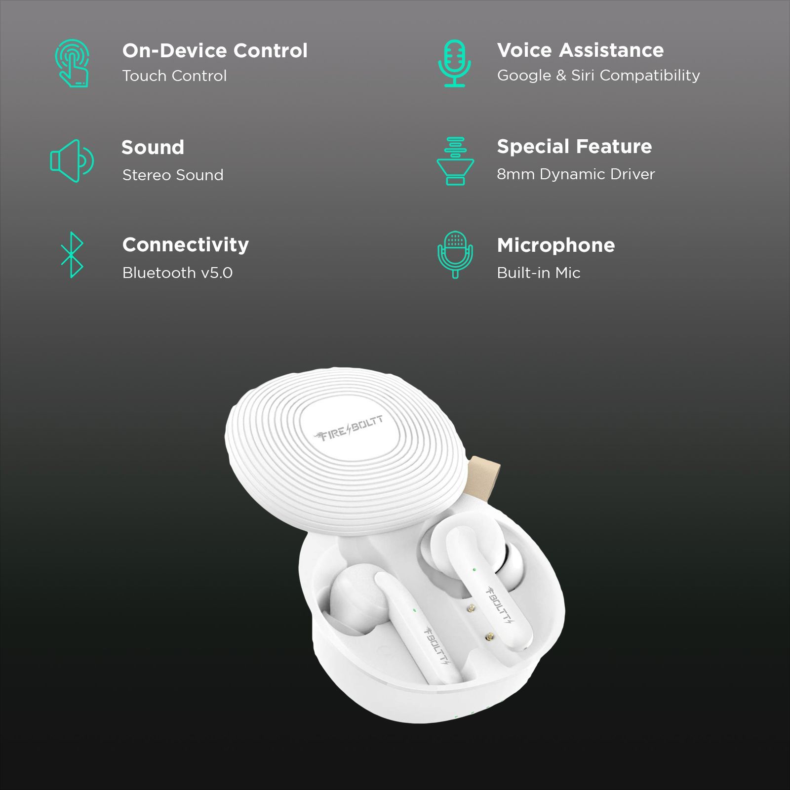 FIRE-BOLTT BE1100 TWS Earbuds with Active Noise Cancellation (IPX2 Water Resistant, 6D Stereo Sound, White)_2