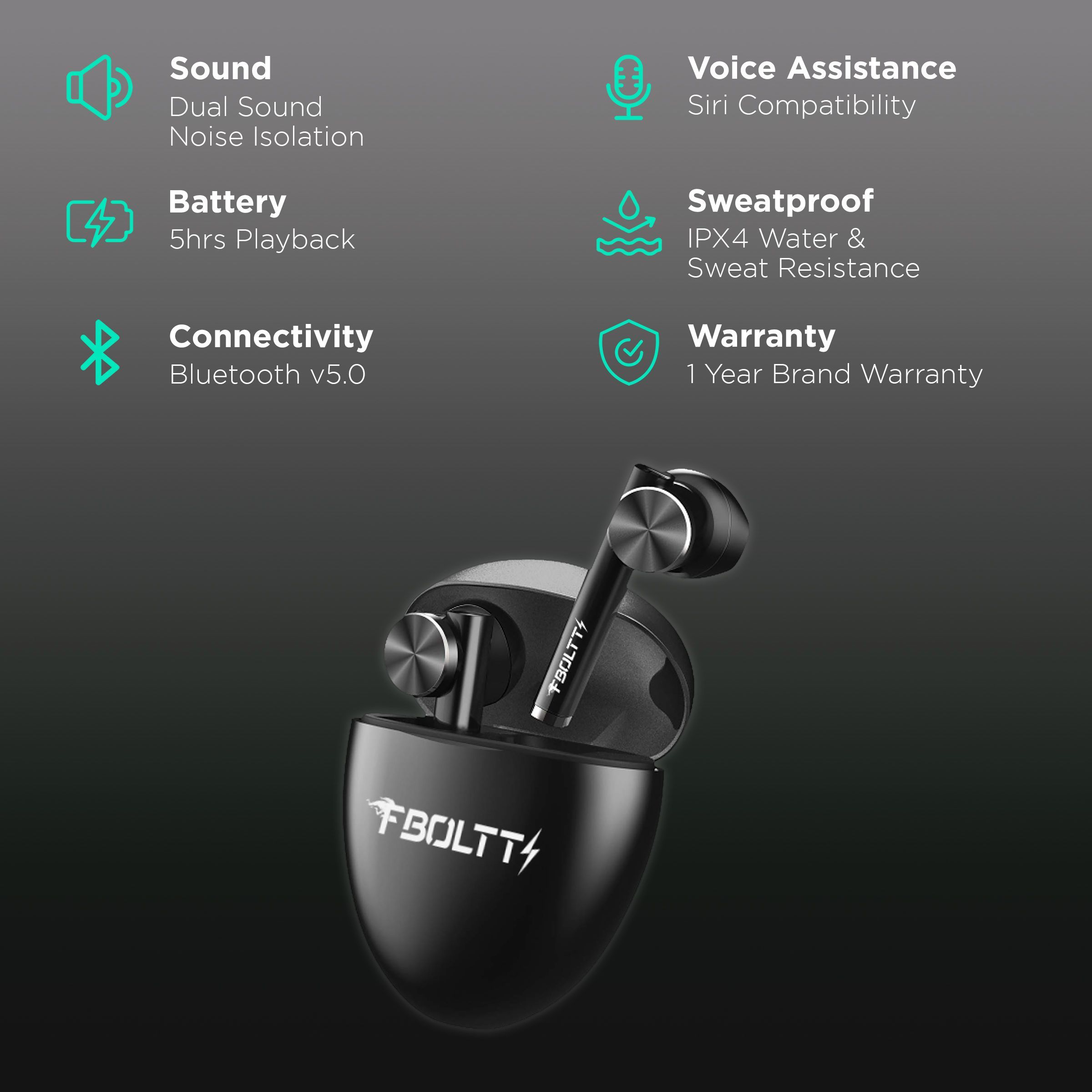 FIRE-BOLTT BE1300 In-Ear Noise Isolation Truly Wireless Earbuds with Mic (Bluetooth 5.0, Automatic Pairing, Black)_2
