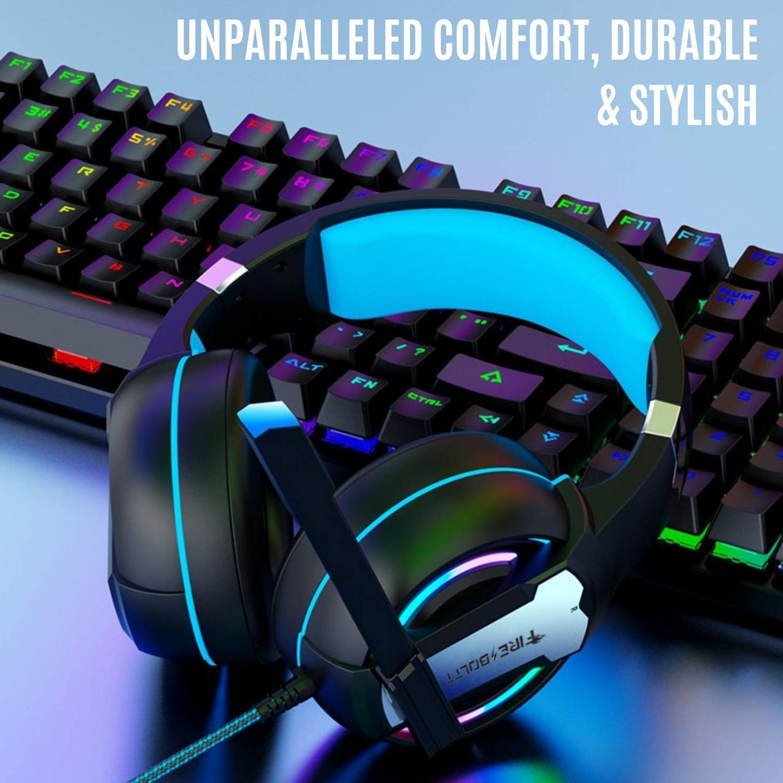 FIRE-BOLTT BGH1000 Wired Gaming Headphone with Noise Isolation (Glaring LED lights, Over Ear, Blue) FIRE-BOLTT BGH1000 Wired Gaming Headphone with Noise Isolation (Glaring LED lights, Over Ear, Blue)_8