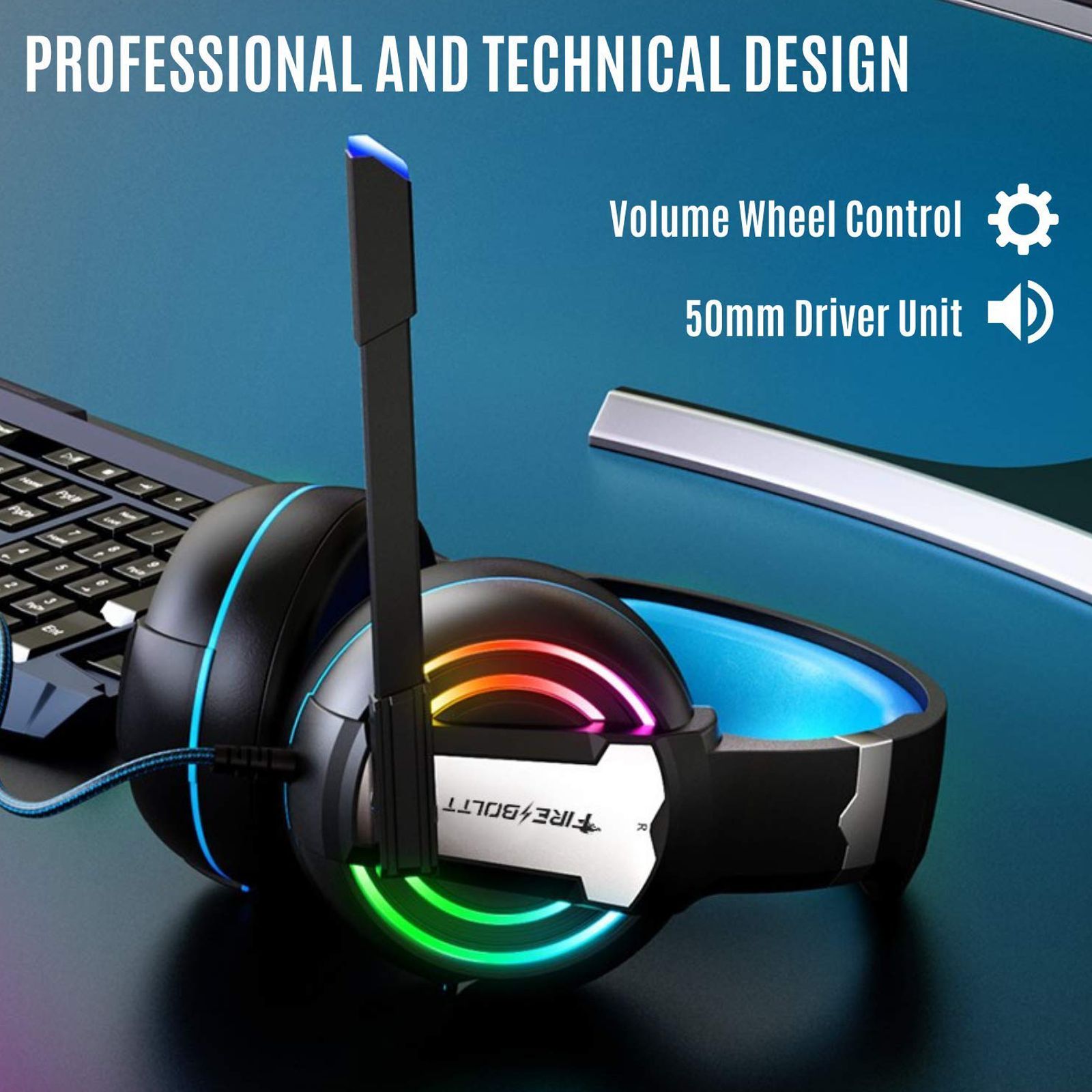 FIRE-BOLTT BGH1000 Wired Gaming Headphone with Noise Isolation (Glaring LED lights, Over Ear, Blue) FIRE-BOLTT BGH1000 Wired Gaming Headphone with Noise Isolation (Glaring LED lights, Over Ear, Blue)_10