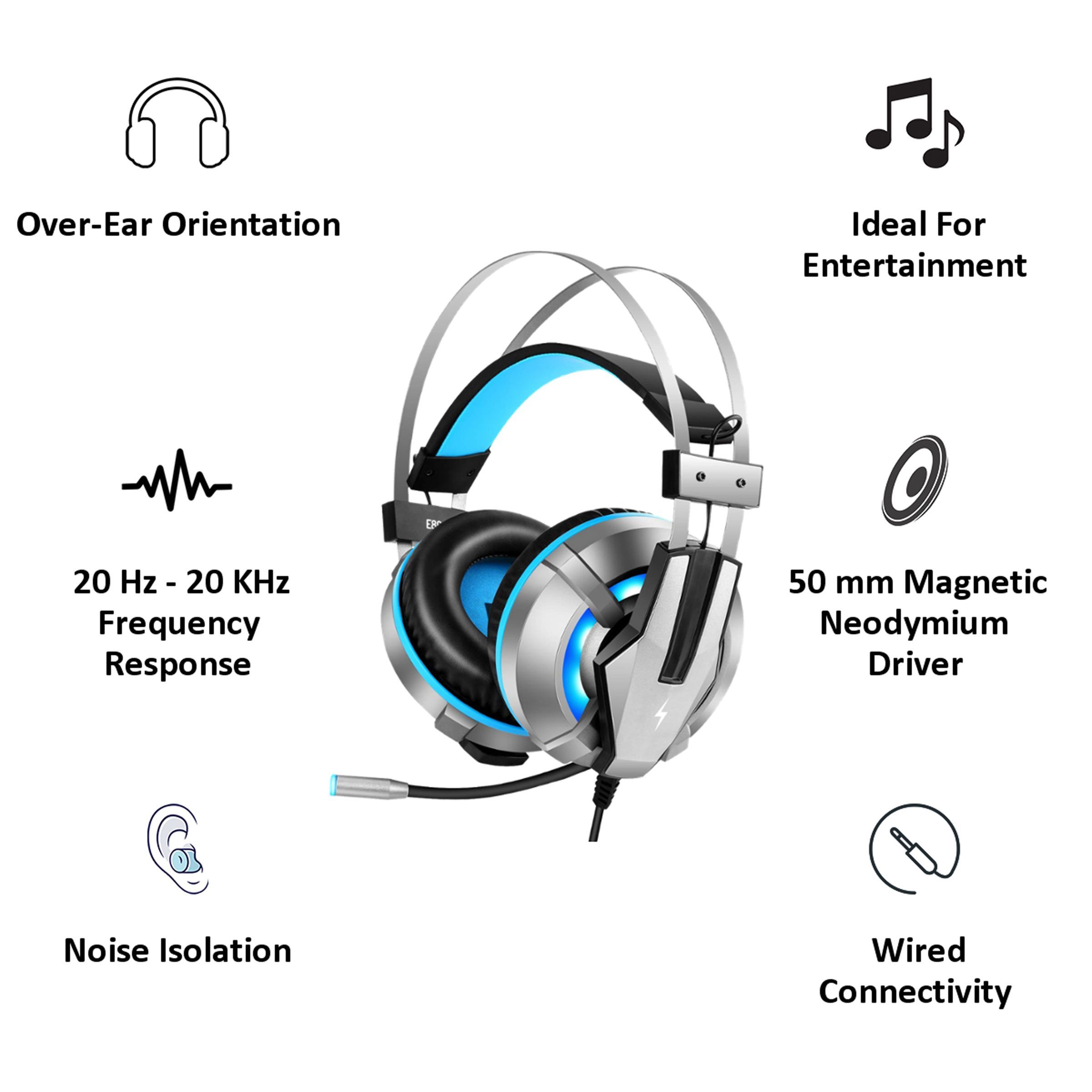 FIRE-BOLTT BGH1200 Wired Headphone with Mic (Over Ear, Blue & Silver) FIRE-BOLTT BGH1200 Wired Headphone with Mic (Over Ear, Blue & Silver)_2
