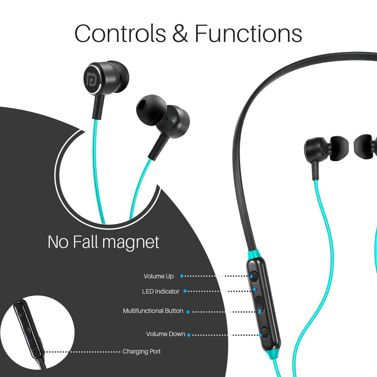 PORTRONICS Harmonics One In-Ear Wireless Earphone with Mic (Bluetooth 5.0, Voice Assistant Supported, POR 1119, Green) PORTRONICS Harmonics One In-Ear Wireless Earphone with Mic (Bluetooth 5.0, Voice Assistant Supported, POR 1119, Green)_3