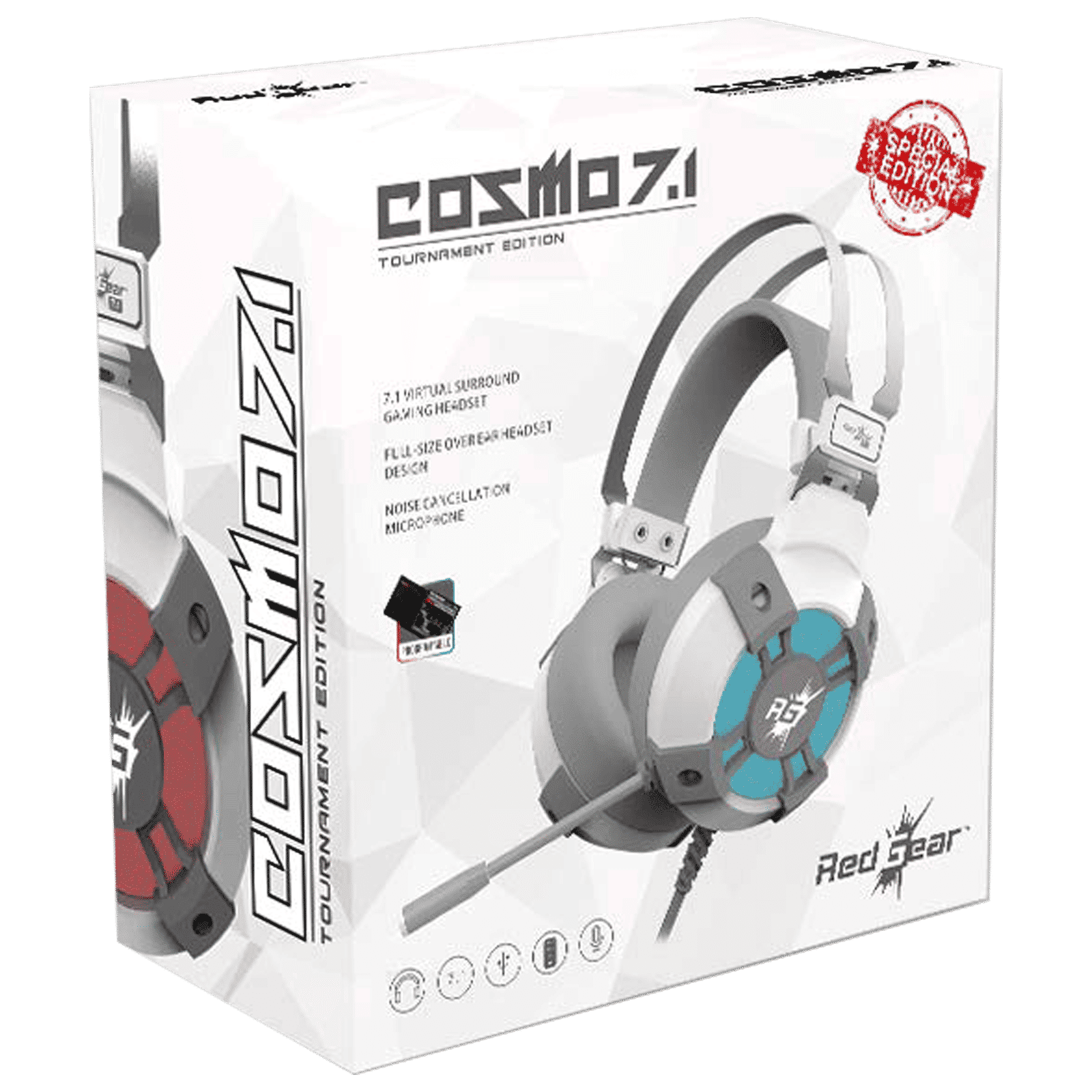 Red Gear Cosmo 7.1 Wired Gaming Headset with Passive Noise Cancellation (RGD LED, Over Ear, White)_11