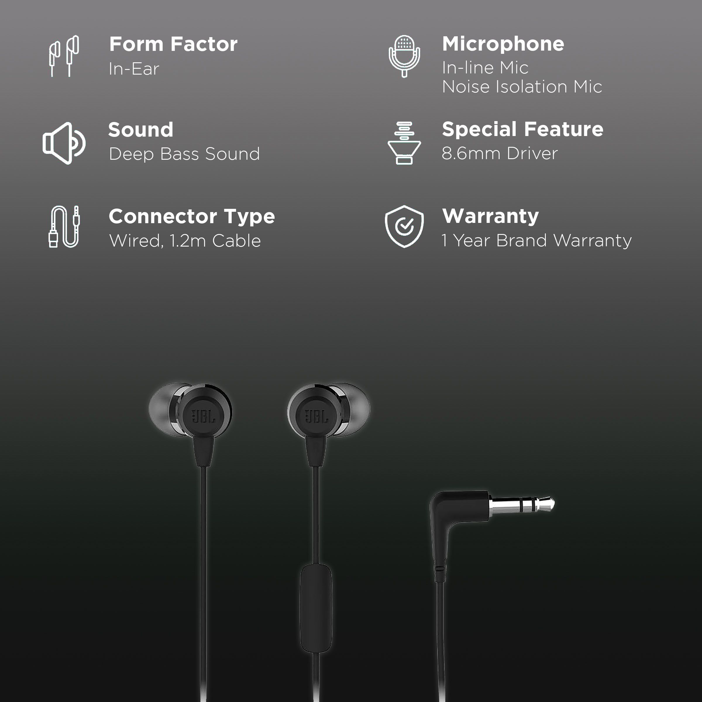 JBL T50HIBLKIN Wired Earphone with Mic (In Ear, Black)_2