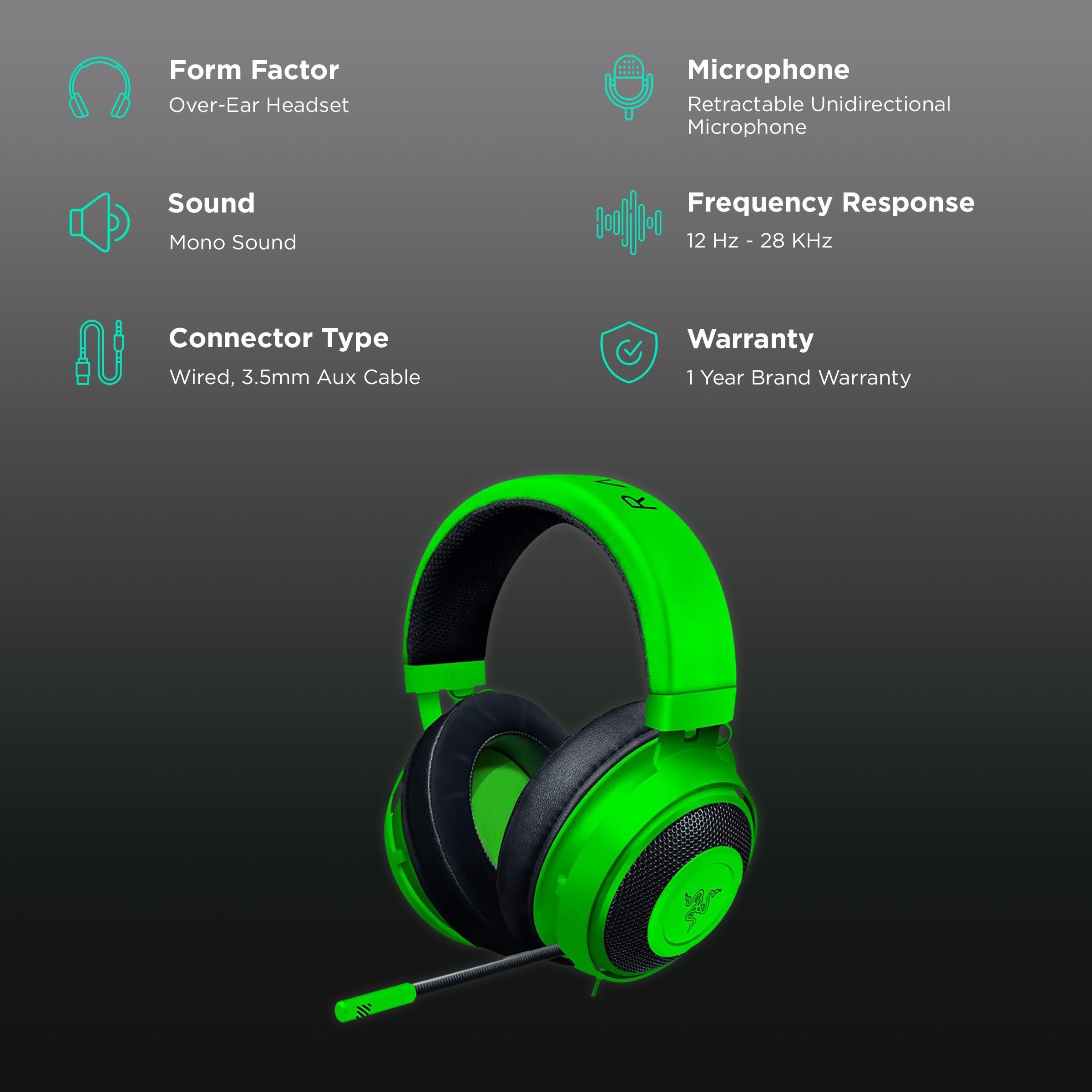 RAZER Kraken RZ04-02830200-R3M1 Wired Gaming Headset (Clear & Powerful Sound, Over Ear, Green) RAZER Kraken RZ04-02830200-R3M1 Wired Gaming Headset (Clear & Powerful Sound, Over Ear, Green)_2