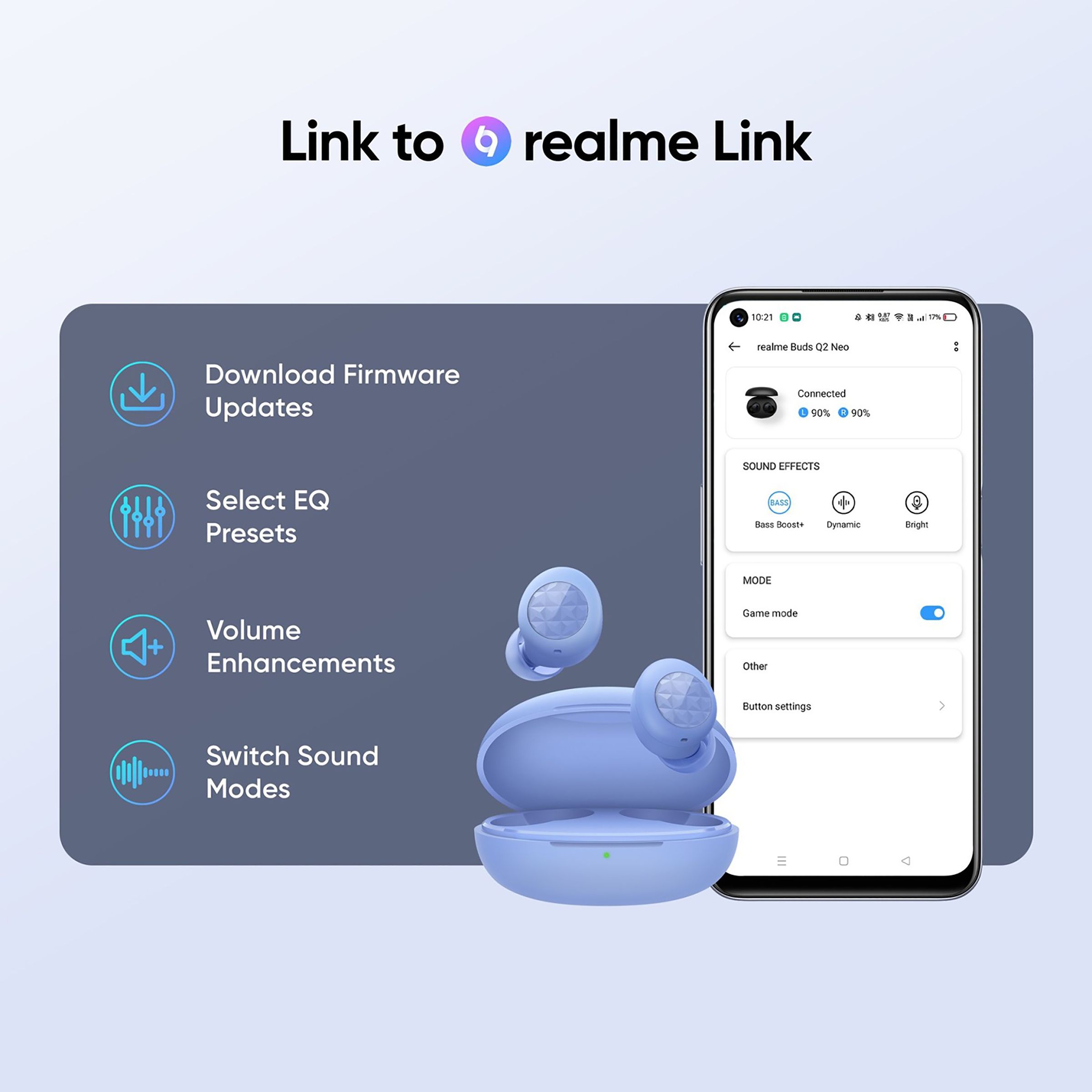 realme Buds Q2 Neo RMA2010 TWS Earbuds with Environmental Noise Cancellation (IPX4 Water Resistant, 20 Hours Playback, Blue)_8