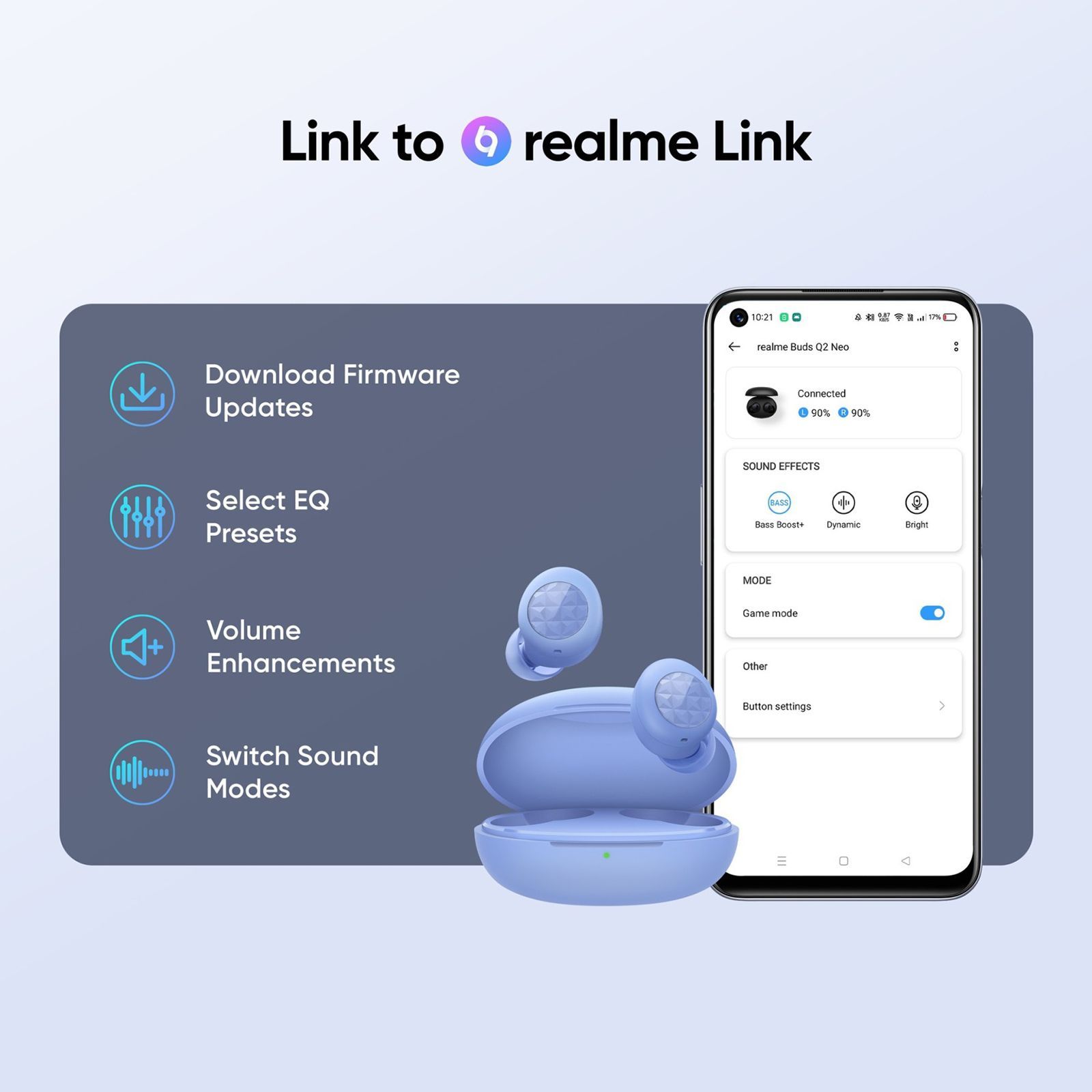 realme Buds Q2 Neo RMA2010 TWS Earbuds with Environmental Noise Cancellation (IPX4 Water Resistant, 20 Hours Playback, Blue)_9