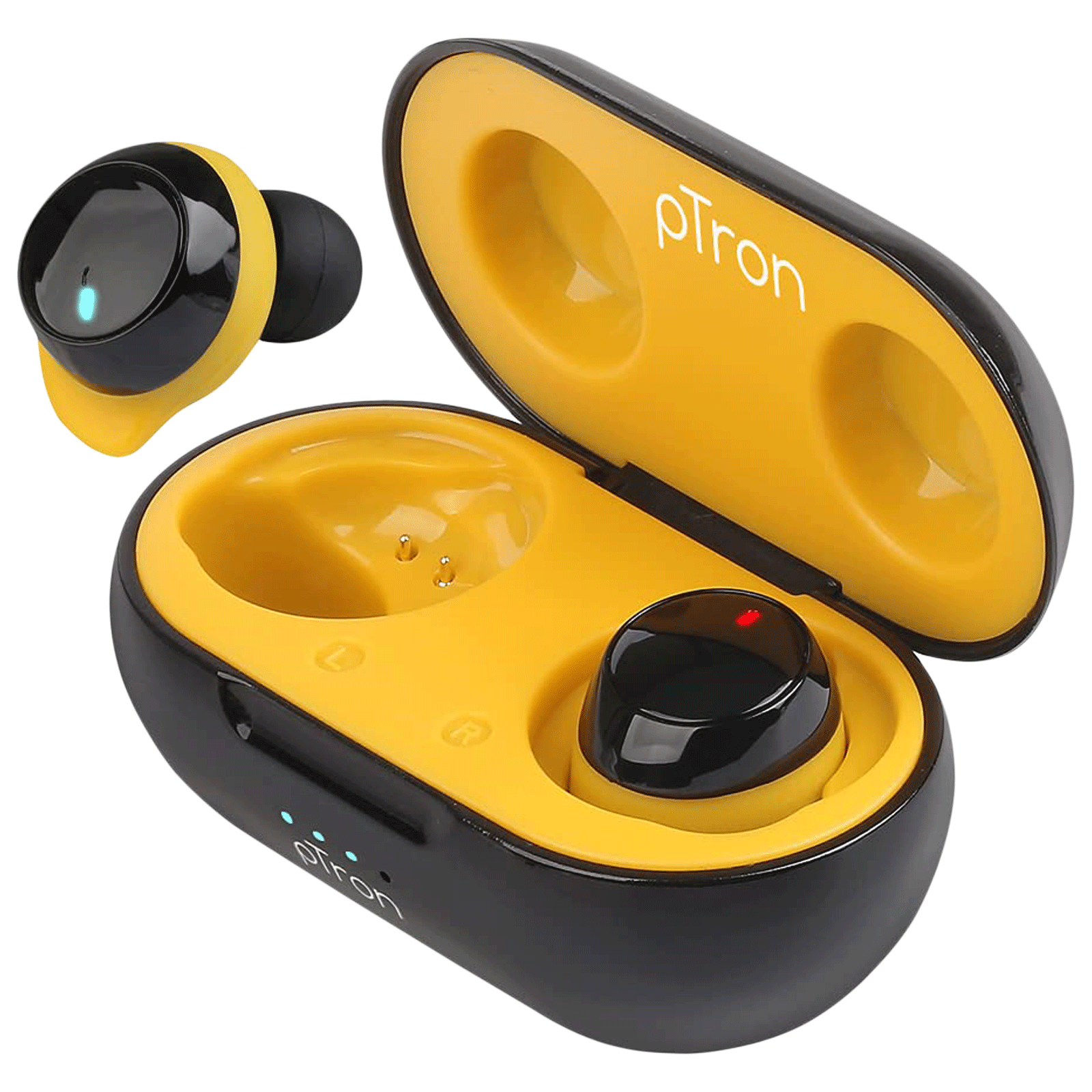 pTron Bassbuds Evo TWS Earbuds with Passive Noise Cancellation (Water Resistant, Fast Charging, Black and Yellow)_1