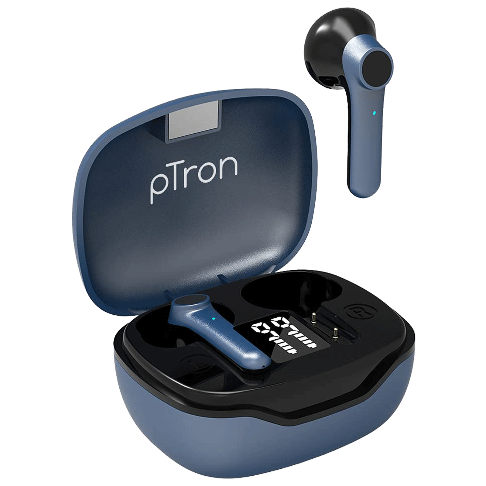 pTron Bass Pods 281 TWS Earbuds with Passive Noise Cancellation (IPX4 Sweat-Water Resistance, Stereo Calling, Black & Blue)_1