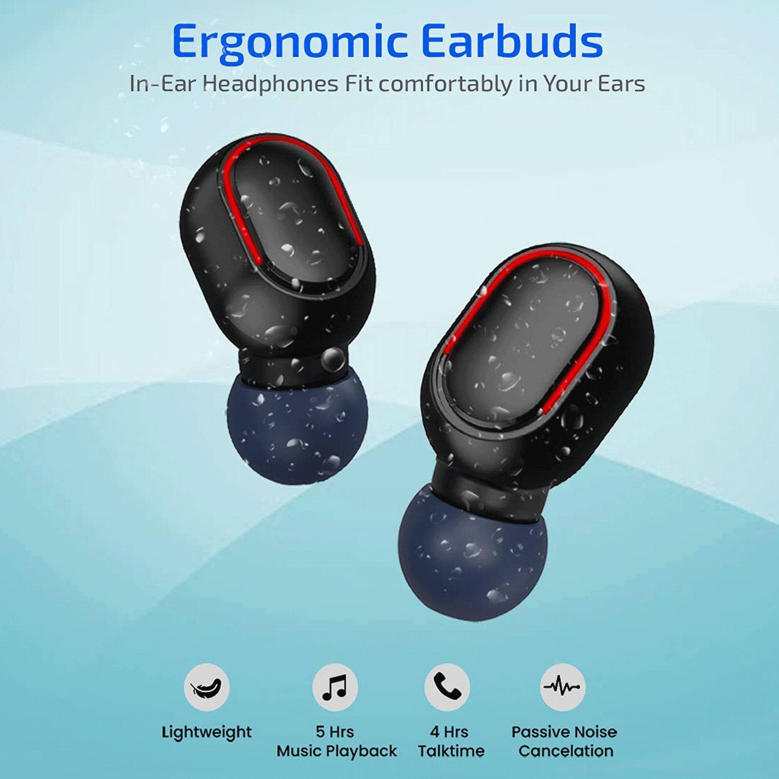 pTron Bass Pods 381 140318015 TWS Earbuds with Passive Noise Cancellation (Sweat Resistance, Voice Assistant, Black & Blue)_5