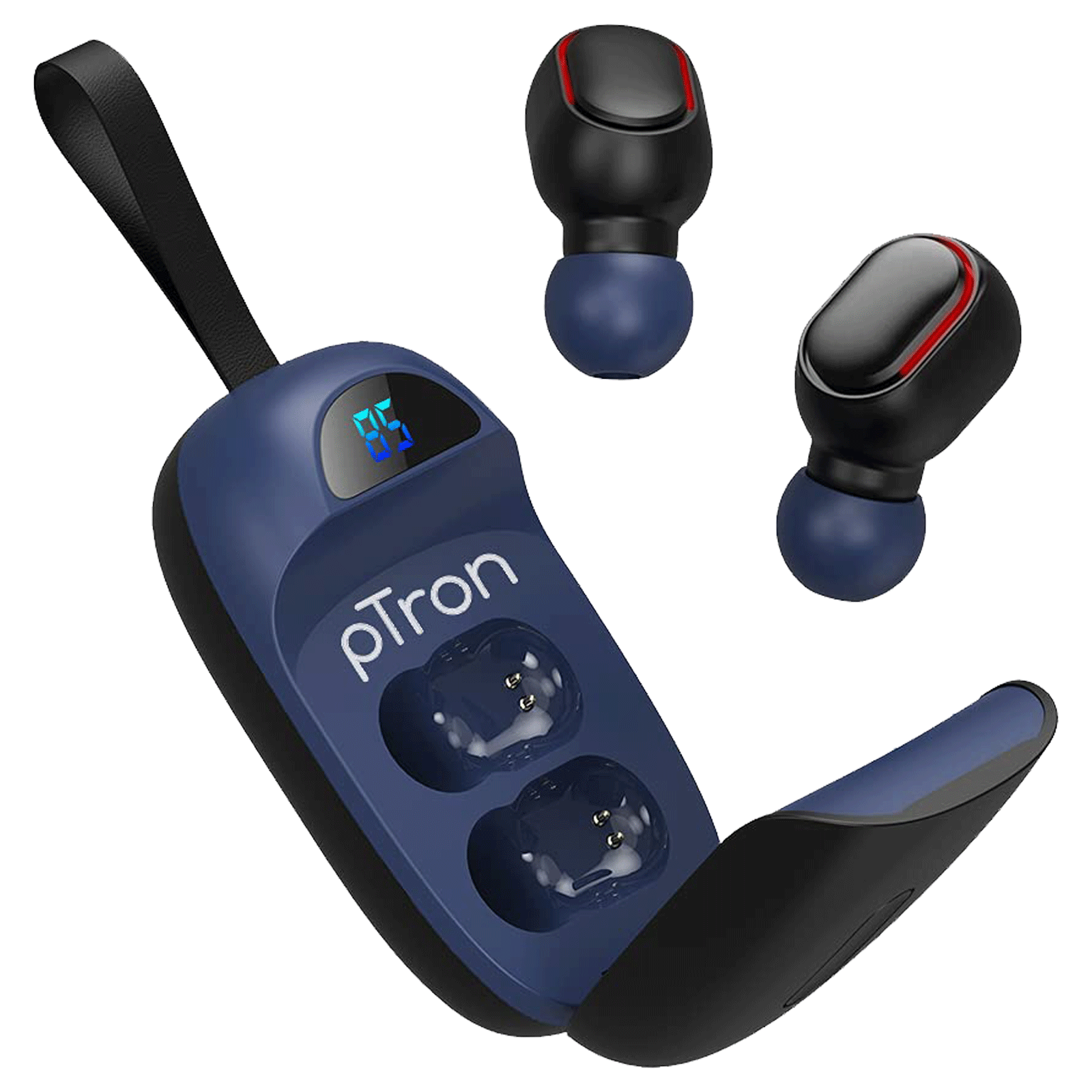 pTron Bass Pods 381 140318015 TWS Earbuds with Passive Noise Cancellation (Sweat Resistance, Voice Assistant, Black & Blue)_1