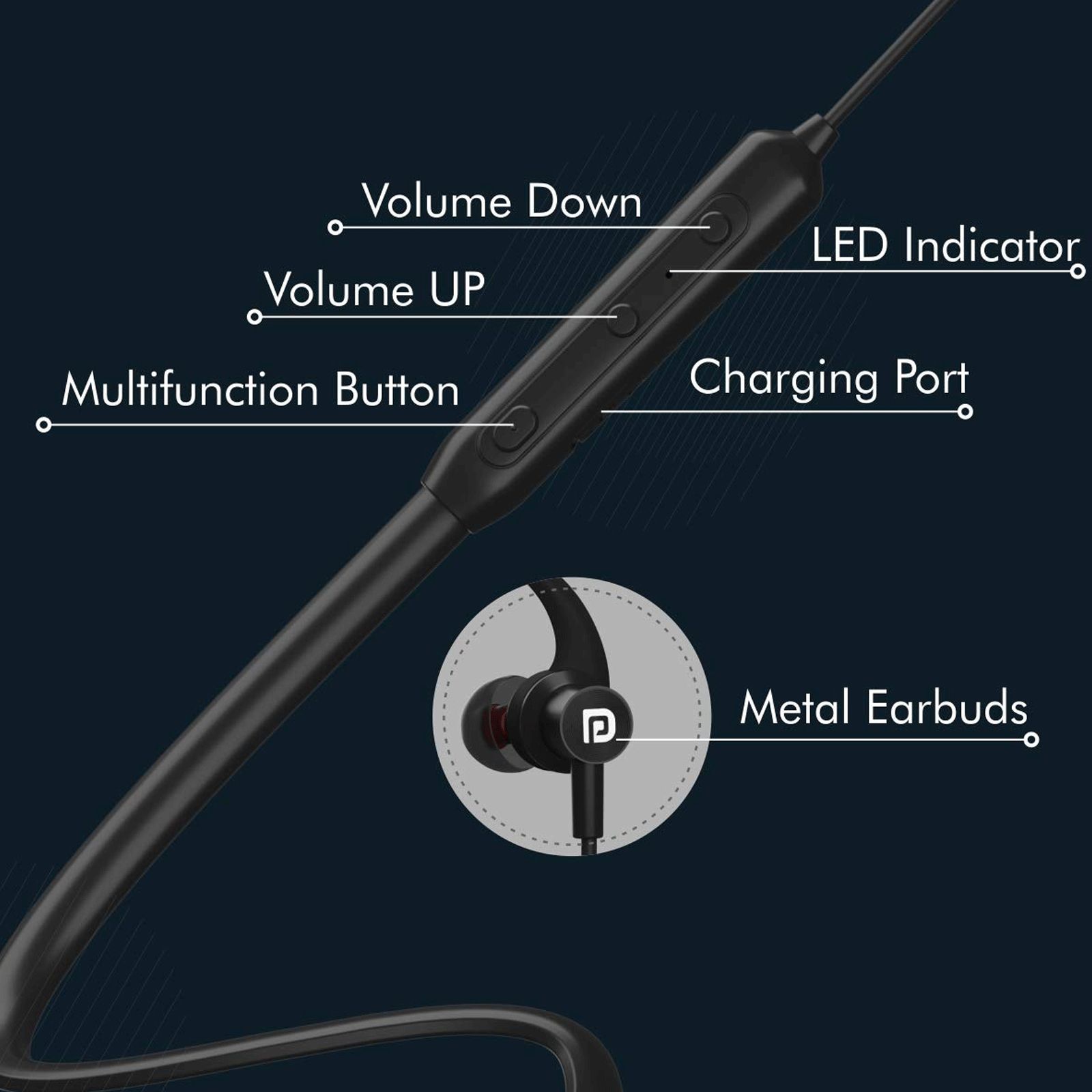 PORTRONICS Harmonics 216 POR 279 Neckband with Passive Noise Cancellation (IPX5 Water Resistant, Clear Bass Sound, Black)_7