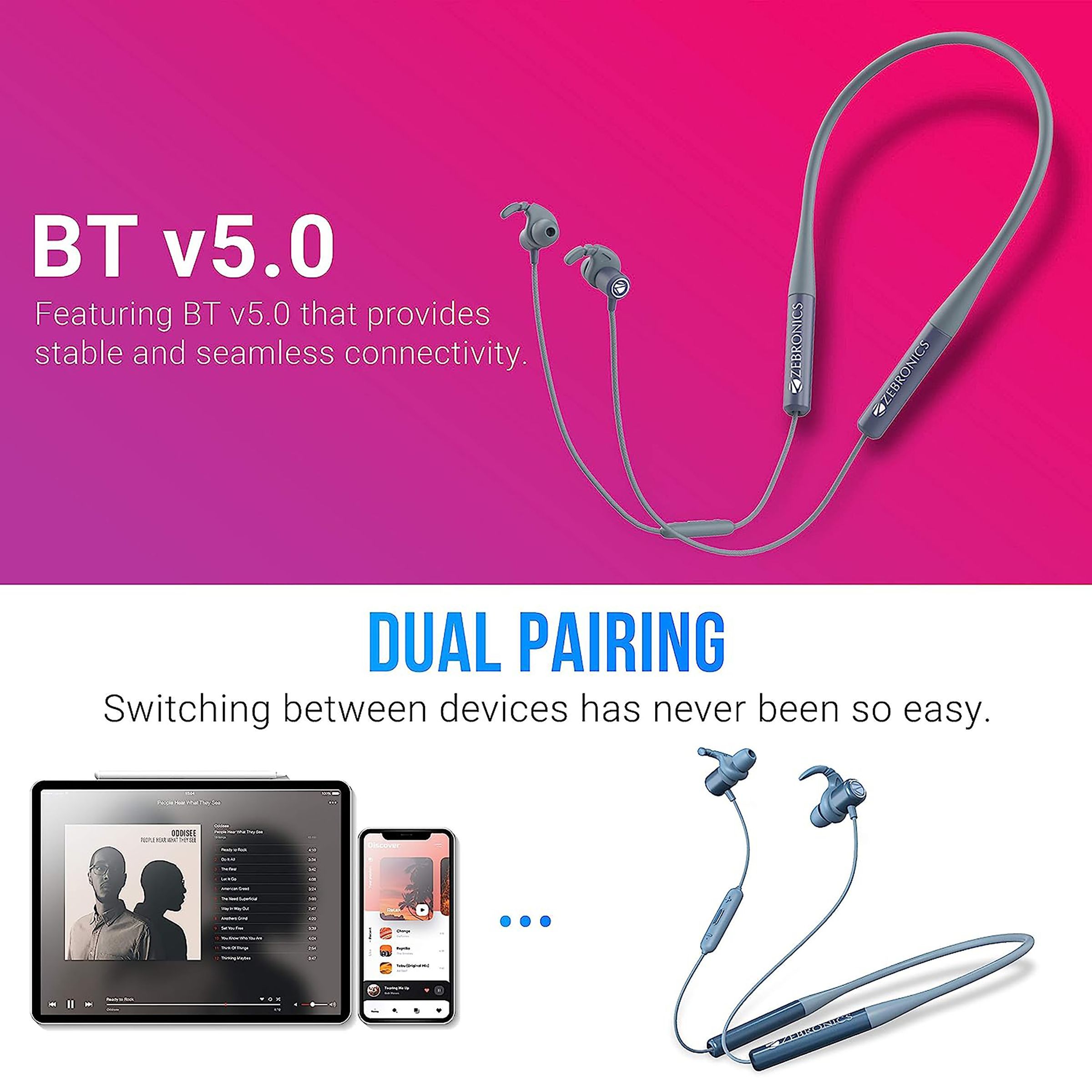 ZEBRONICS Yoga Neckband (Water Resistant, 21 Hours Playtime, Blue) ZEBRONICS Yoga Neckband (Water Resistant, 21 Hours Playtime, Blue)_9