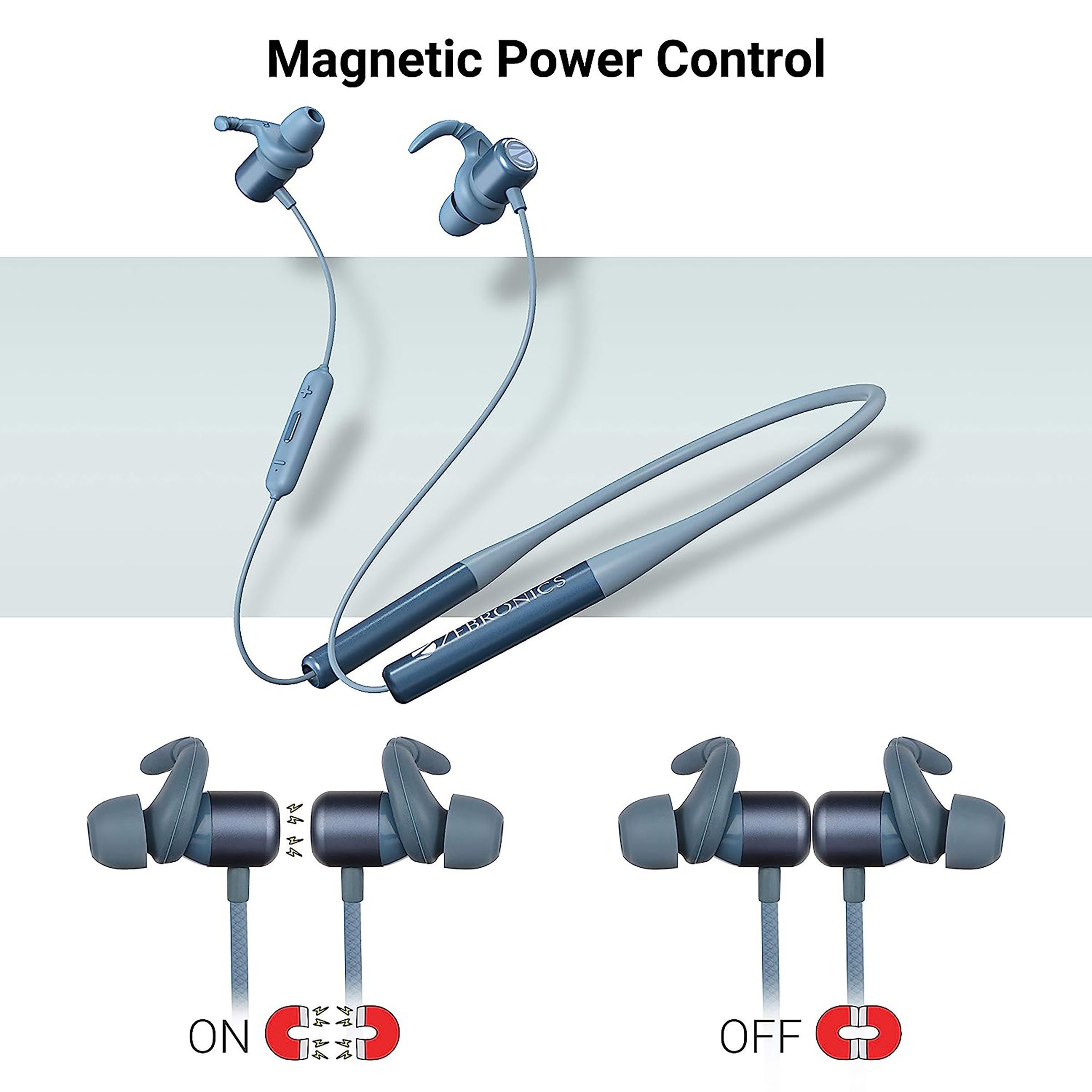 ZEBRONICS Yoga Neckband (Water Resistant, 21 Hours Playtime, Blue) ZEBRONICS Yoga Neckband (Water Resistant, 21 Hours Playtime, Blue)_5