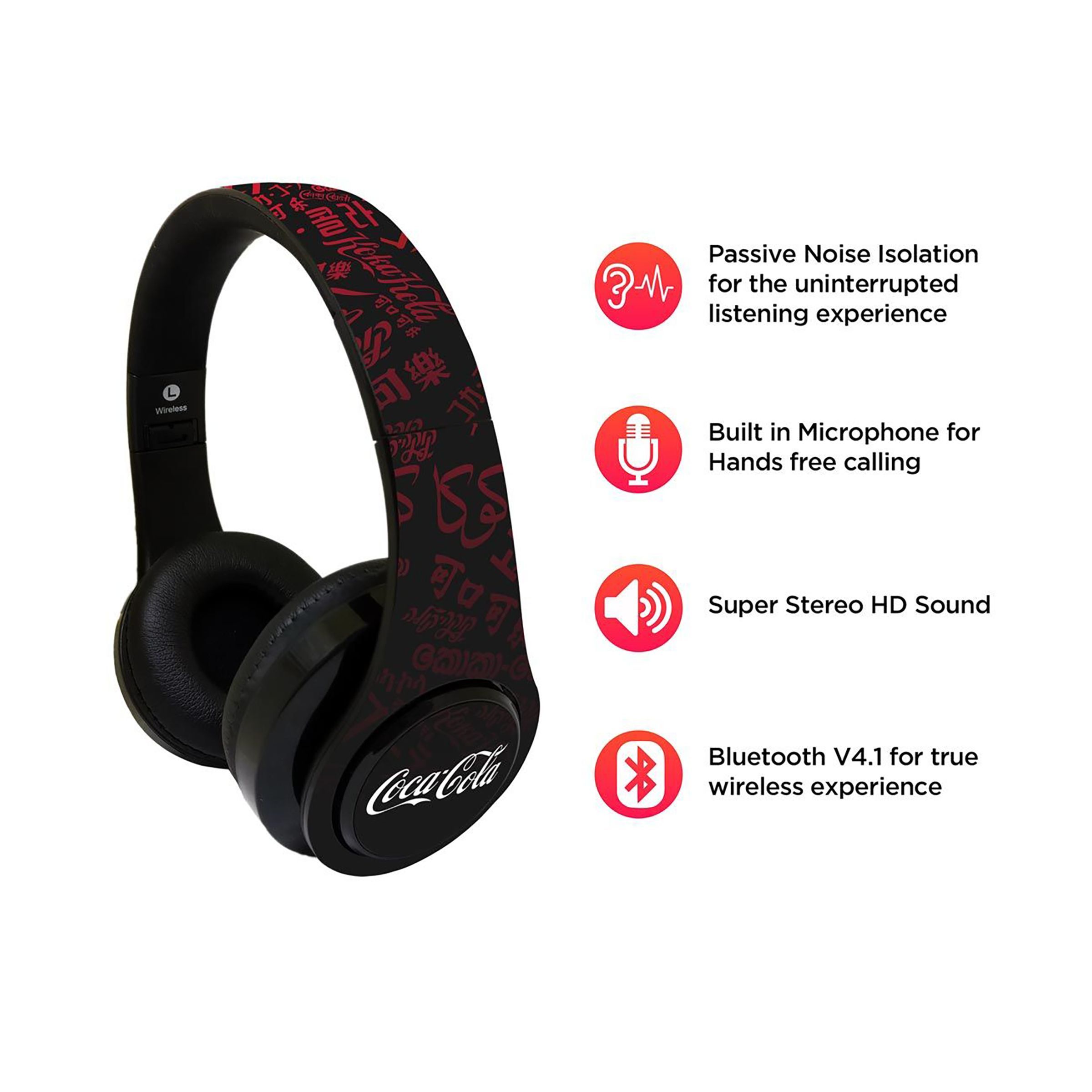 macmerise I Speak Coke Black - Decibel SODCIBLCC5066 Bluetooth Headphone with Mic (Passive Noise Cancellation, On Ear, Multicolor)_4