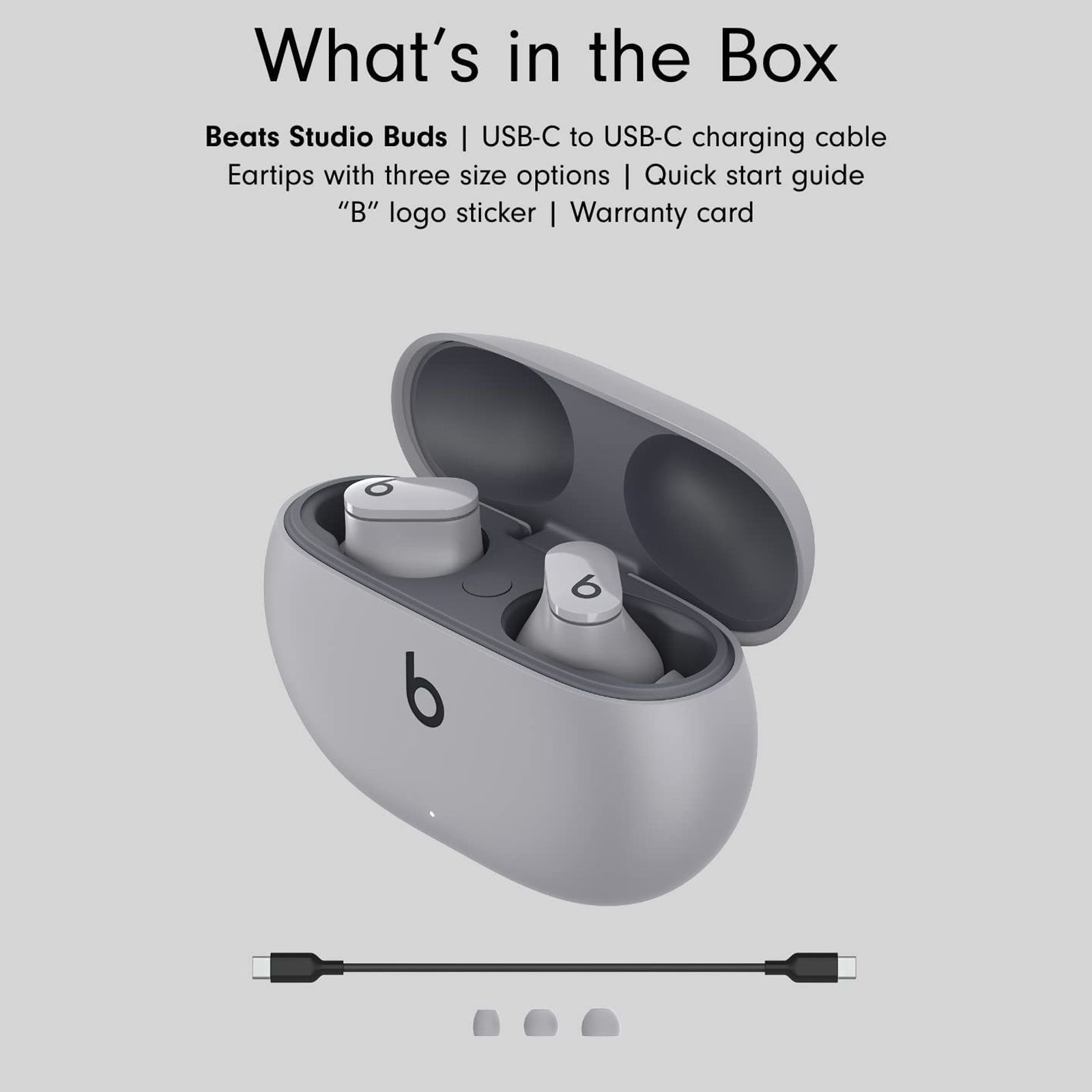beats Studio Buds MMT93ZM/A TWS Earbuds with Active Noise Cancellation (Water Resistant, Spatial Audio, Moon Gray)_12