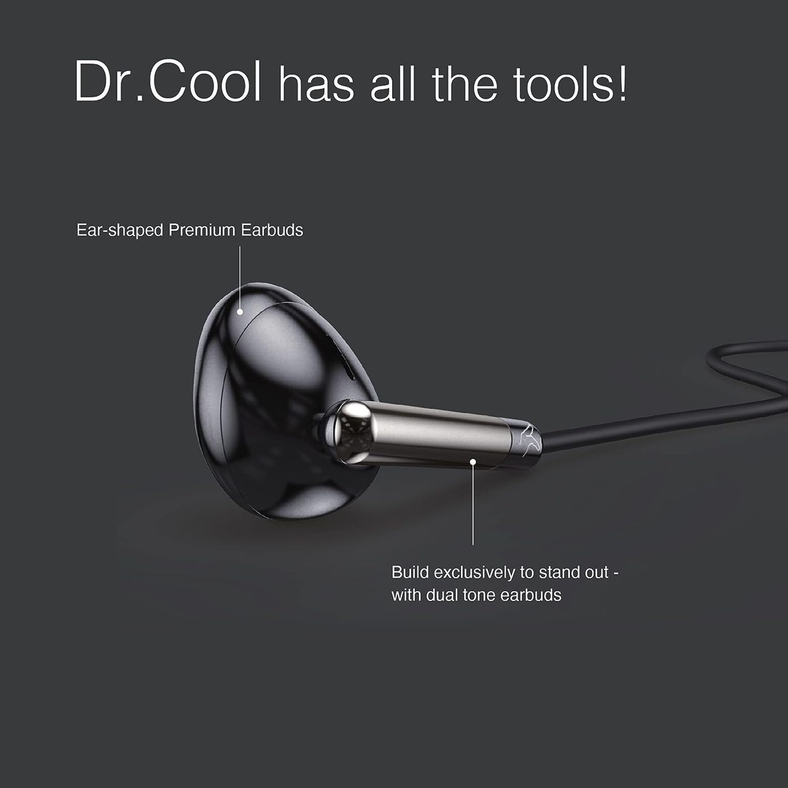 fingers Dr. Cool Wired Earphone with Mic (In Ear, Cool Black)_3