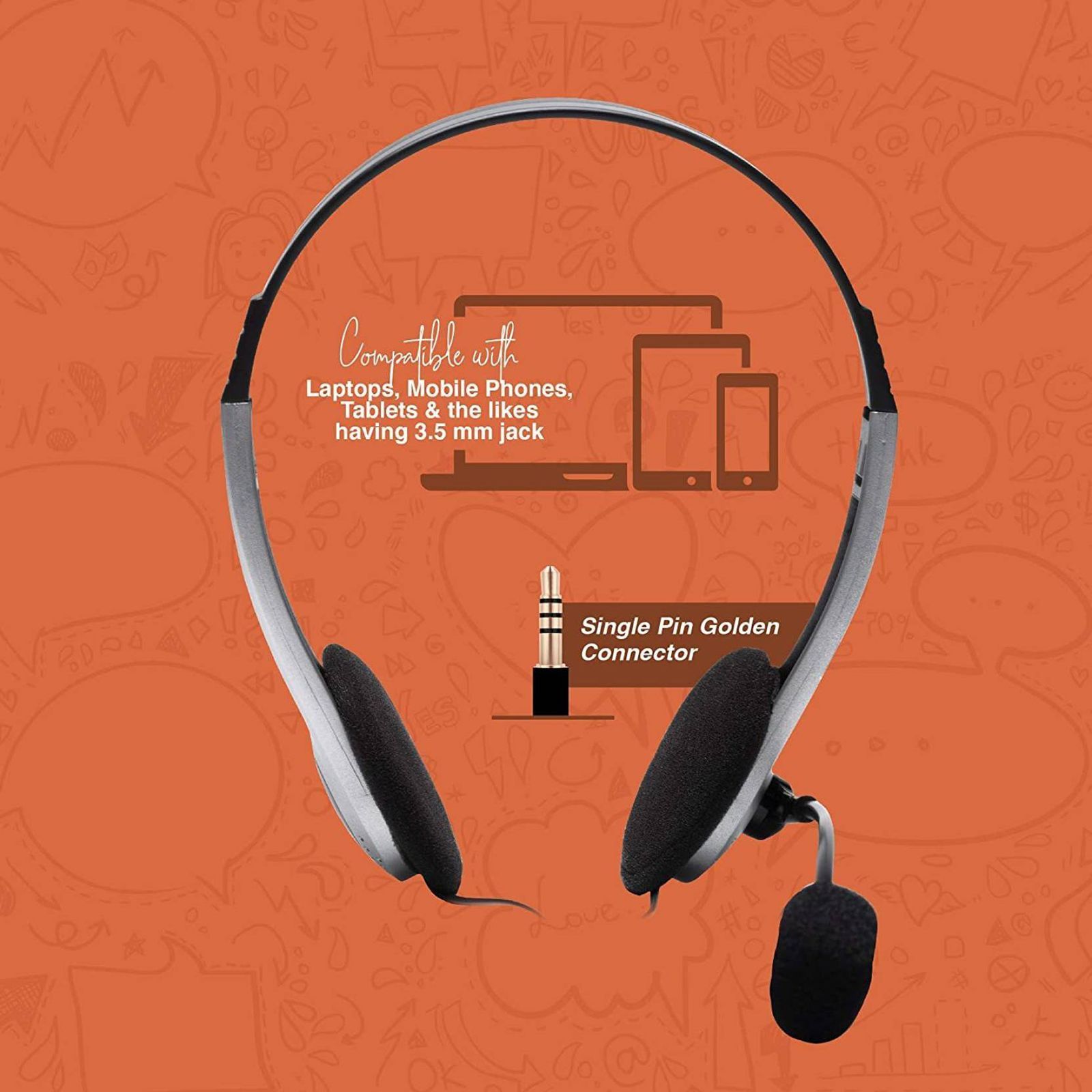 fingers H500 Wired Headphone with Mic (On Ear, Black/Dark Silver)_5