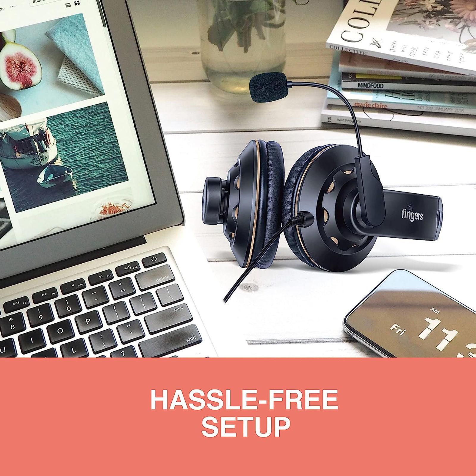 fingers USB-Tonic H9 Wired Gaming Headset (Adjustable Mic, On Ear, Black/Gold)_9