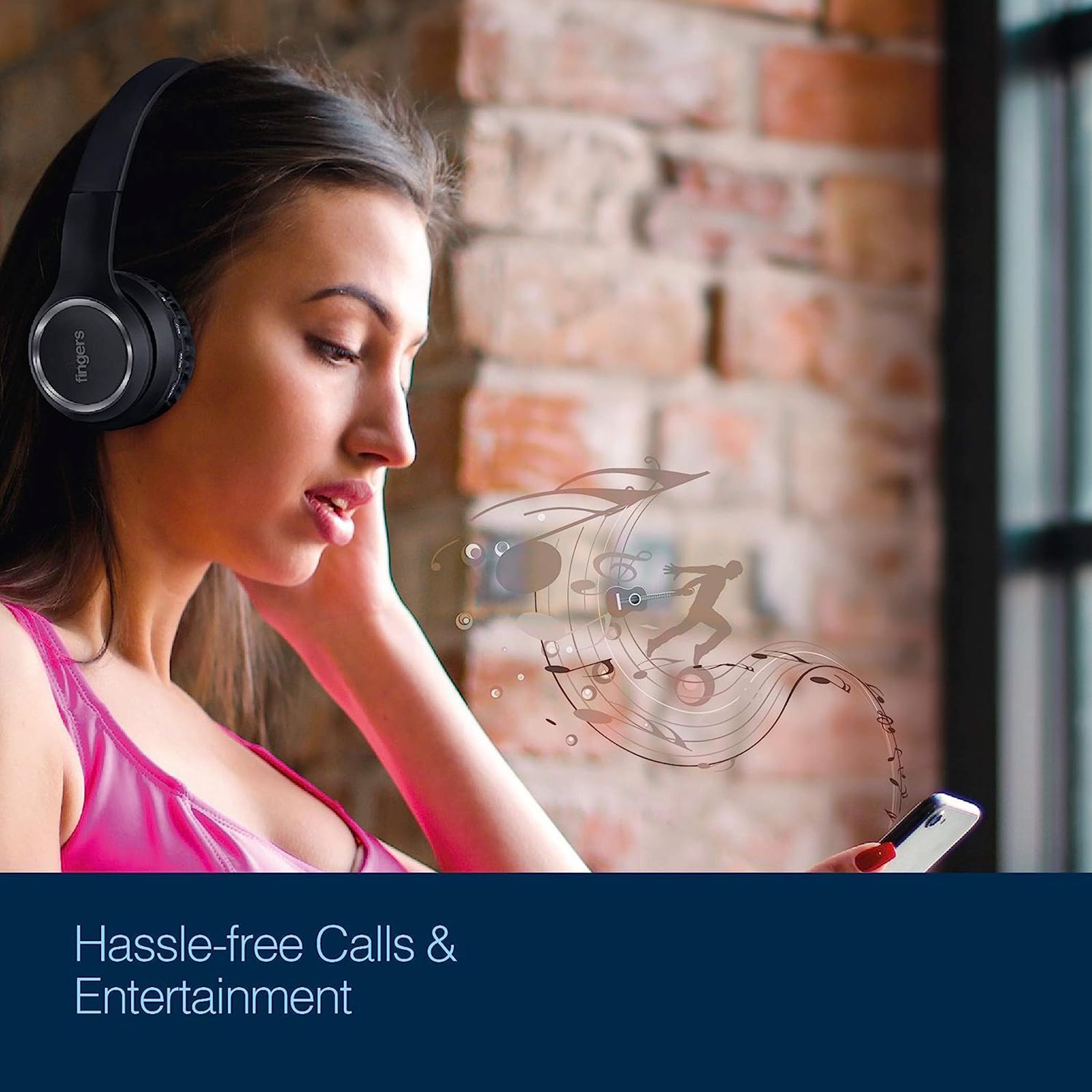 fingers Tap-2-Beat Bluetooth Headphone with Mic (Majestic Bass, On Ear, Jet Black)_11