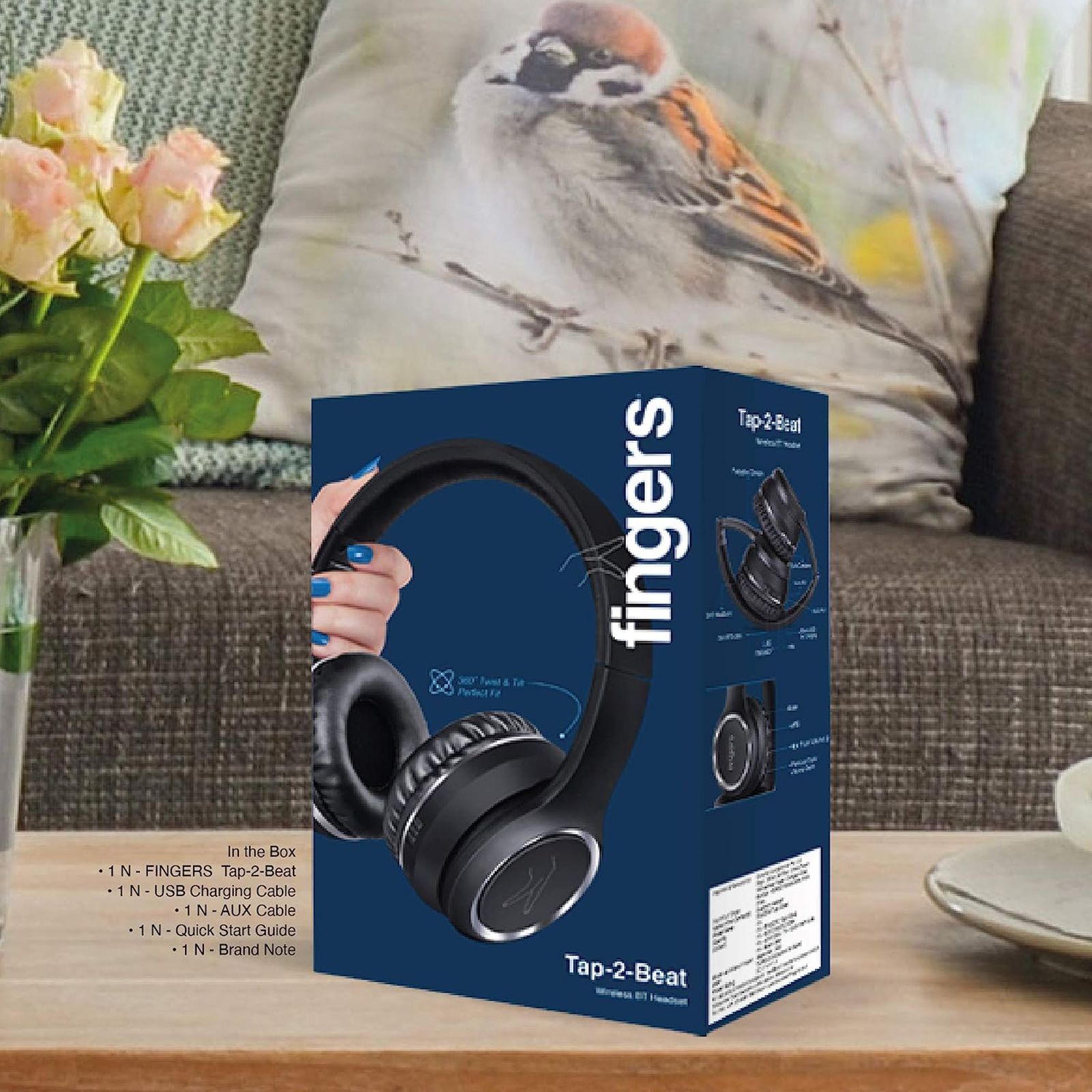 fingers Tap-2-Beat Bluetooth Headphone with Mic (Majestic Bass, On Ear, Jet Black)_12