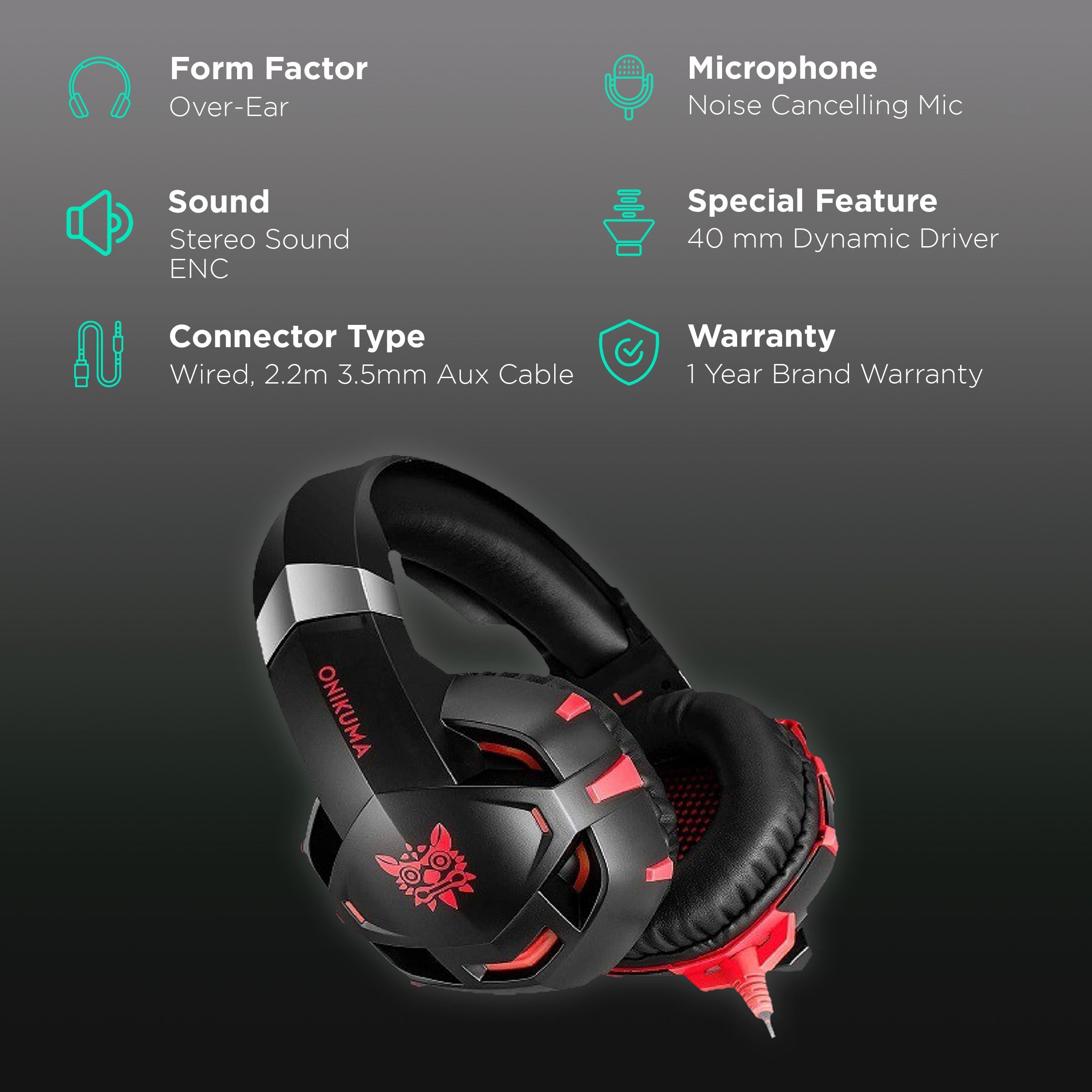 ONIKUMA K2 Pro Over-Ear Wired Gaming Headphone with Mic (High Resolution Deep Bass Audio, Black)_2