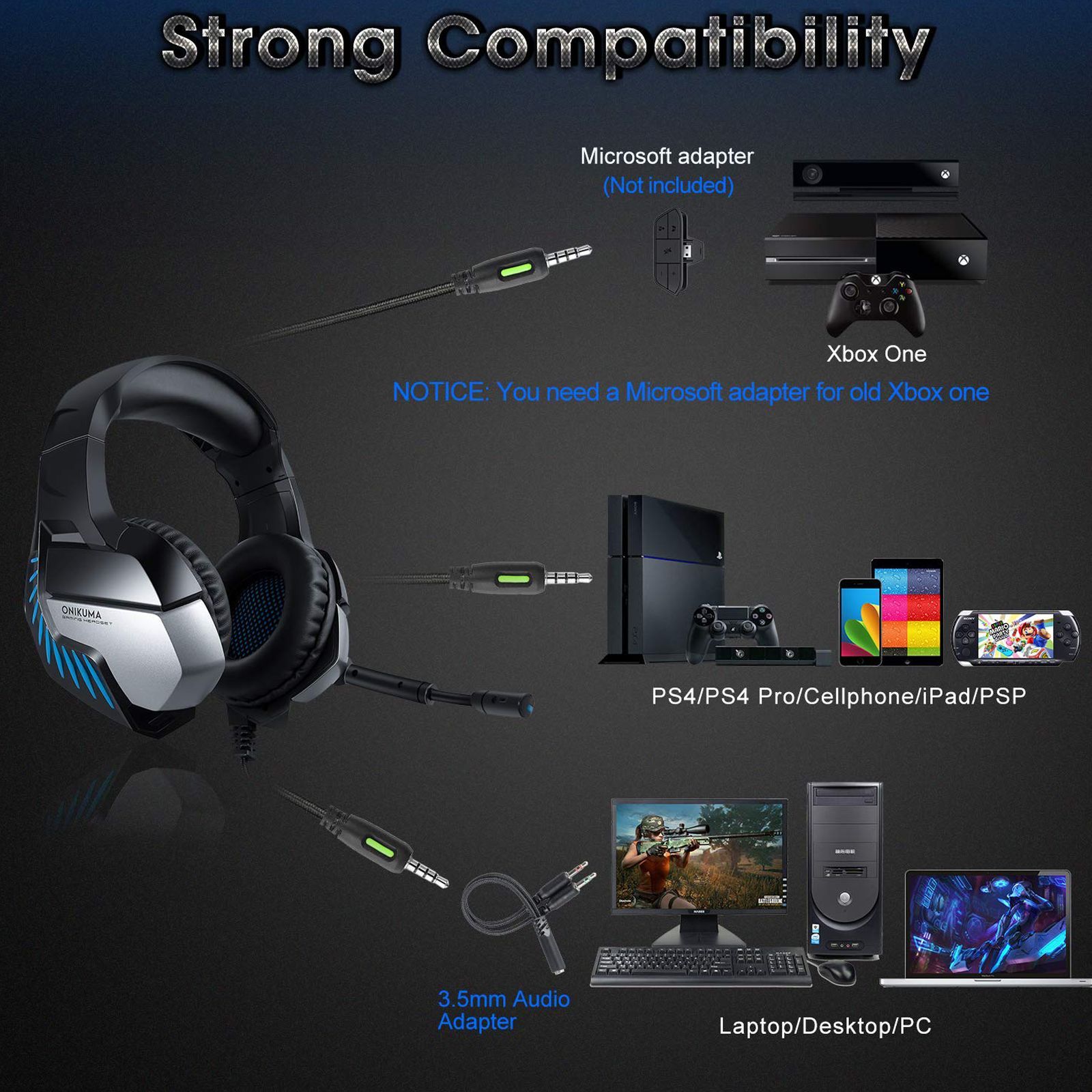 ONIKUMA K5 PRO Over-Ear Wired Gaming Headphone with Mic (3D Sound Effect, Black)_5