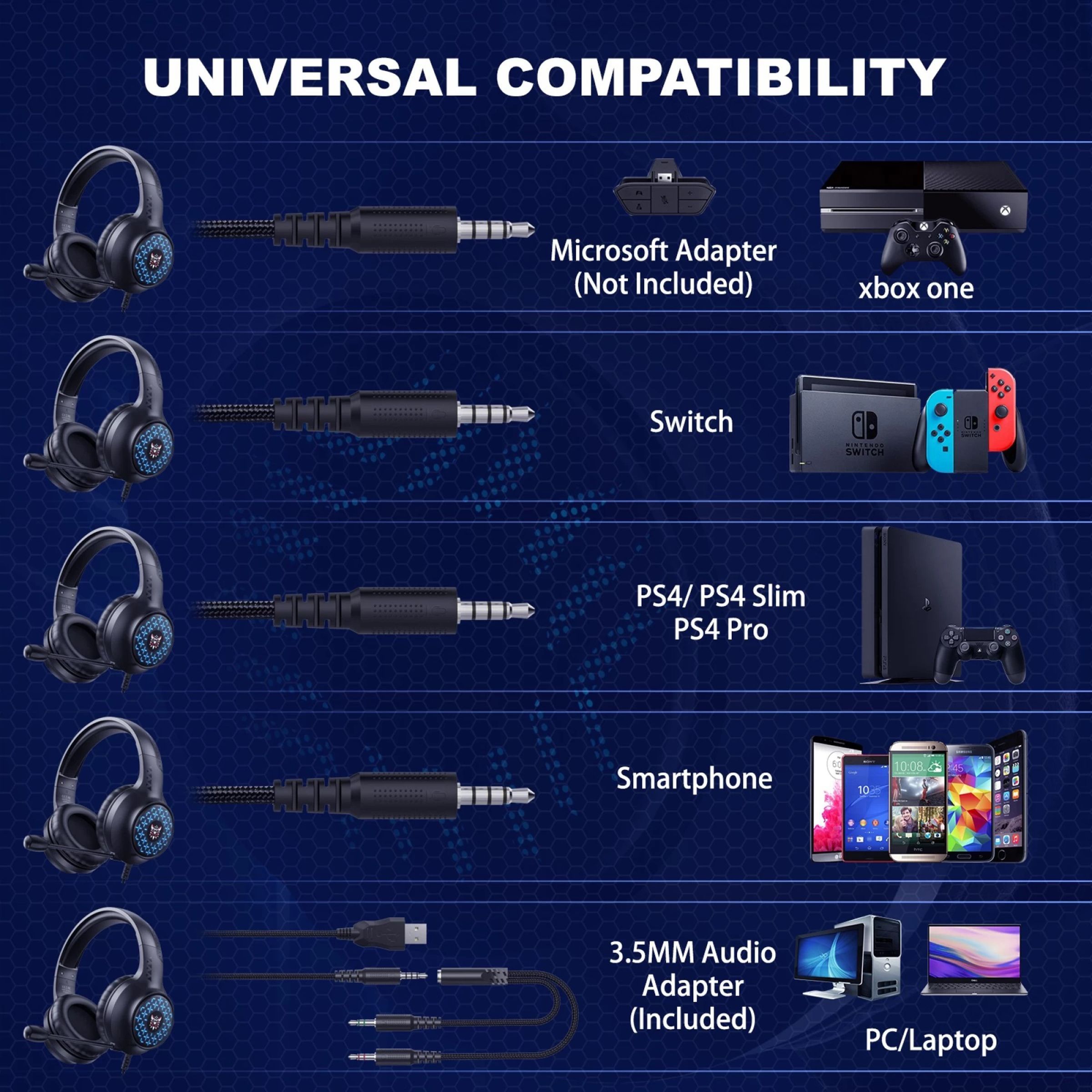 ONIKUMA X7 LED Wired Gaming Headphone with Noise Cancellation (RGB Light, Over Ear, Black)_6