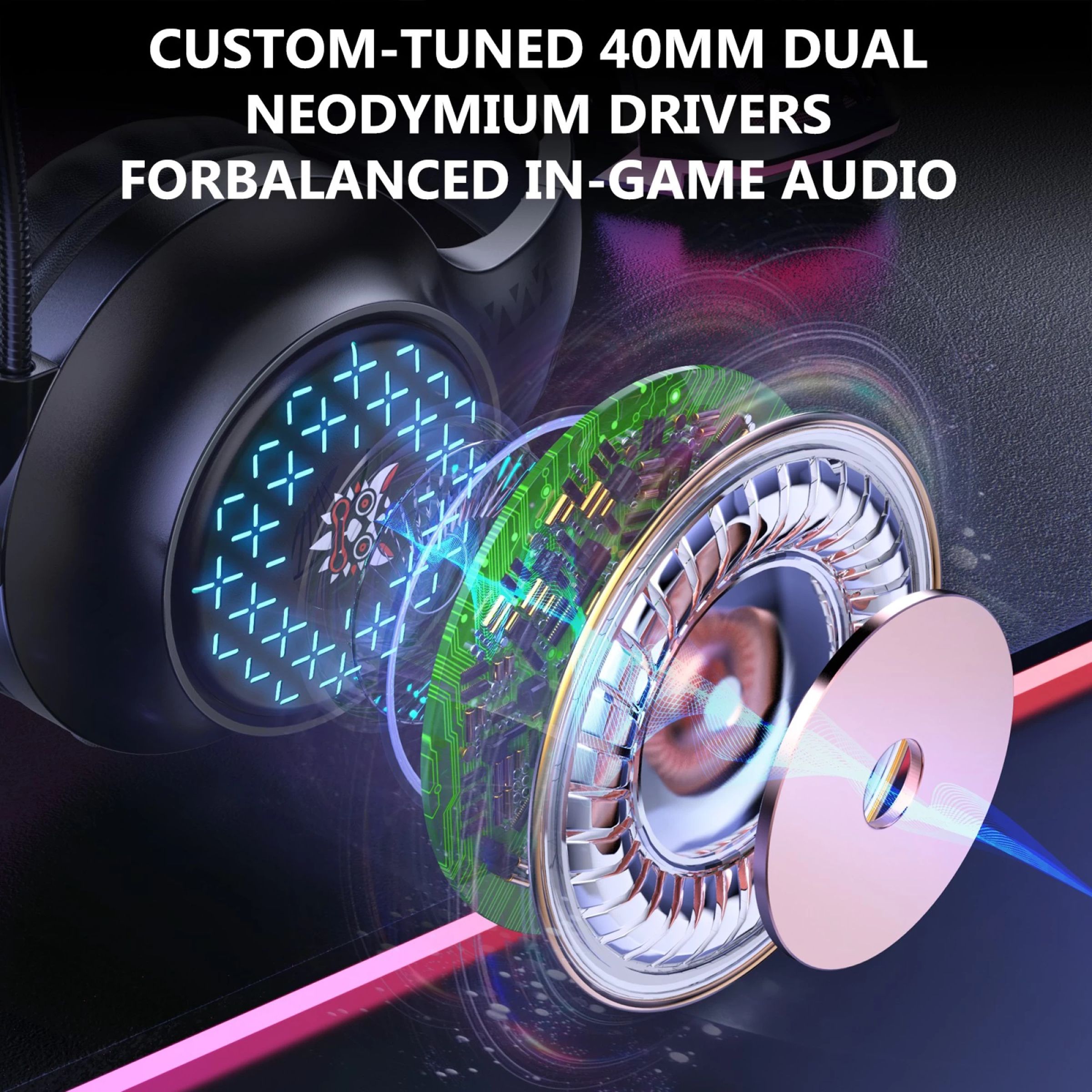 ONIKUMA X7 LED Wired Gaming Headphone with Noise Cancellation (RGB Light, Over Ear, Black)_7
