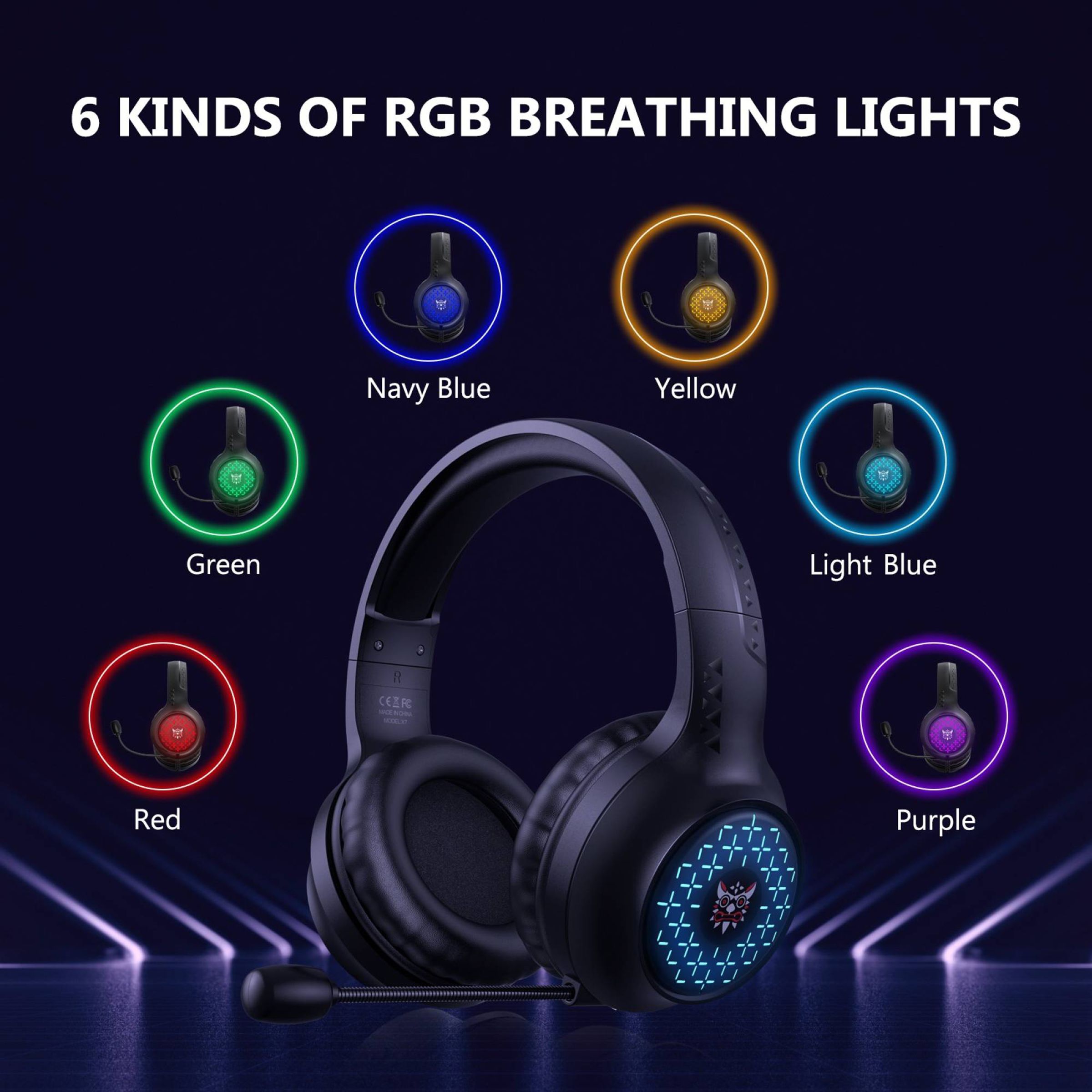 ONIKUMA X7 LED Wired Gaming Headphone with Noise Cancellation (RGB Light, Over Ear, Black)_3