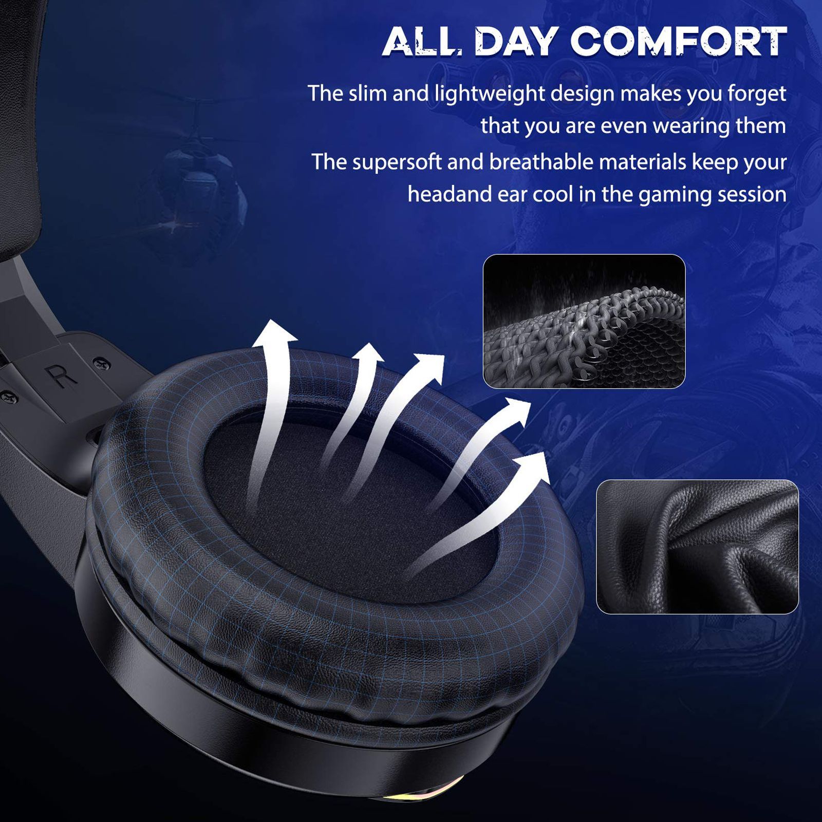 ONIKUMA K16 Wired Gaming Headphone with High Sensitive Noise Cancellation (Forbalanced Game Audio, Over Ear, Black)_5