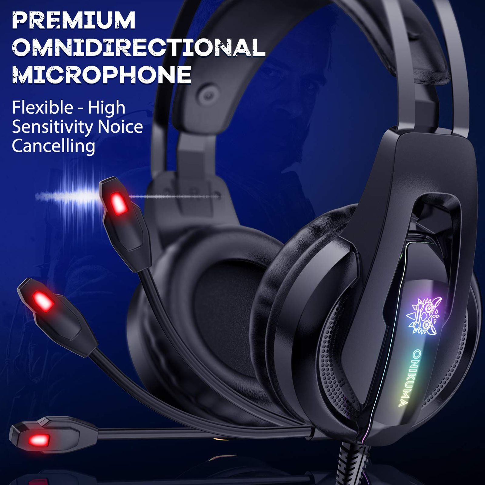 ONIKUMA K16 Wired Gaming Headphone with High Sensitive Noise Cancellation (Forbalanced Game Audio, Over Ear, Black)_6