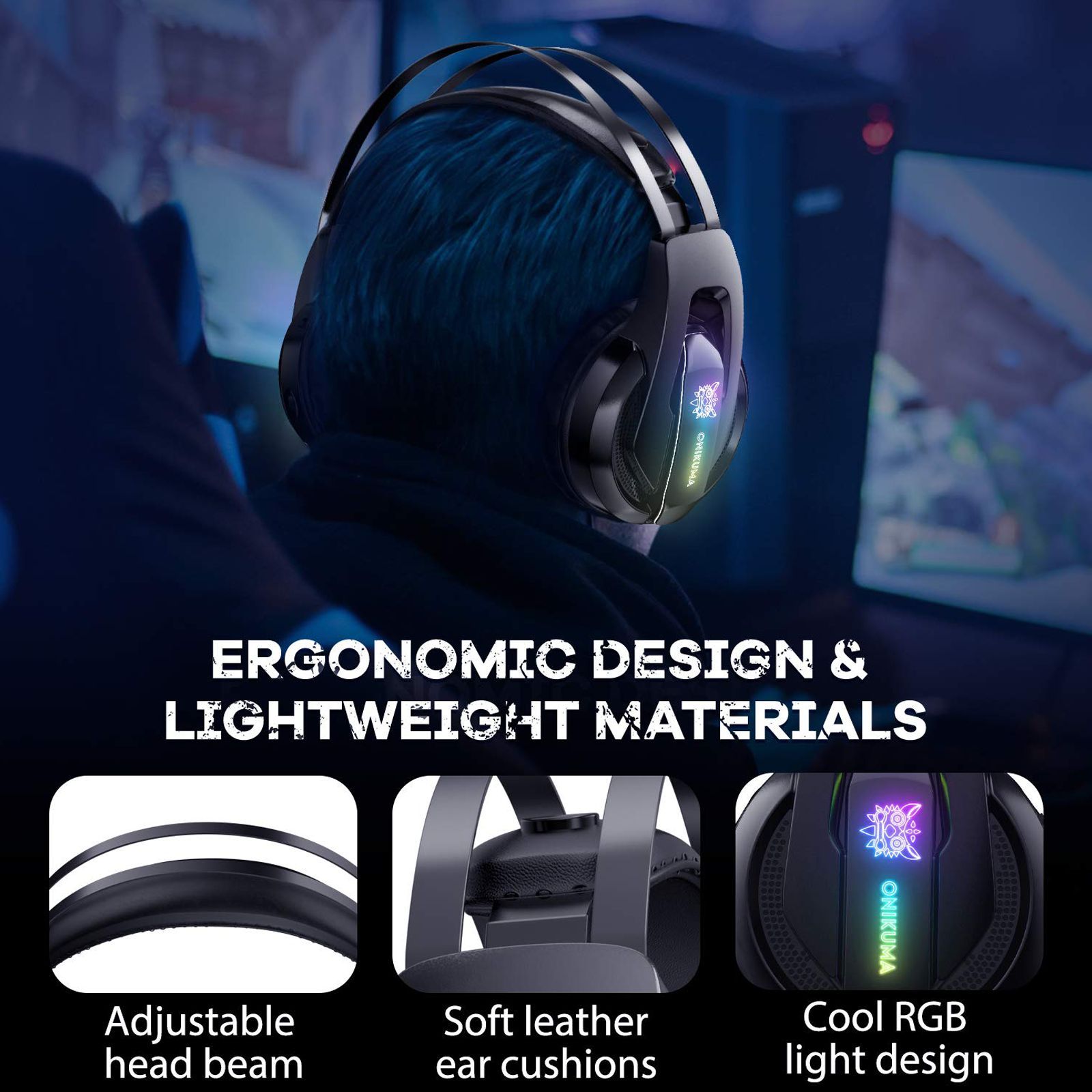 ONIKUMA K16 Wired Gaming Headphone with High Sensitive Noise Cancellation (Forbalanced Game Audio, Over Ear, Black)_8