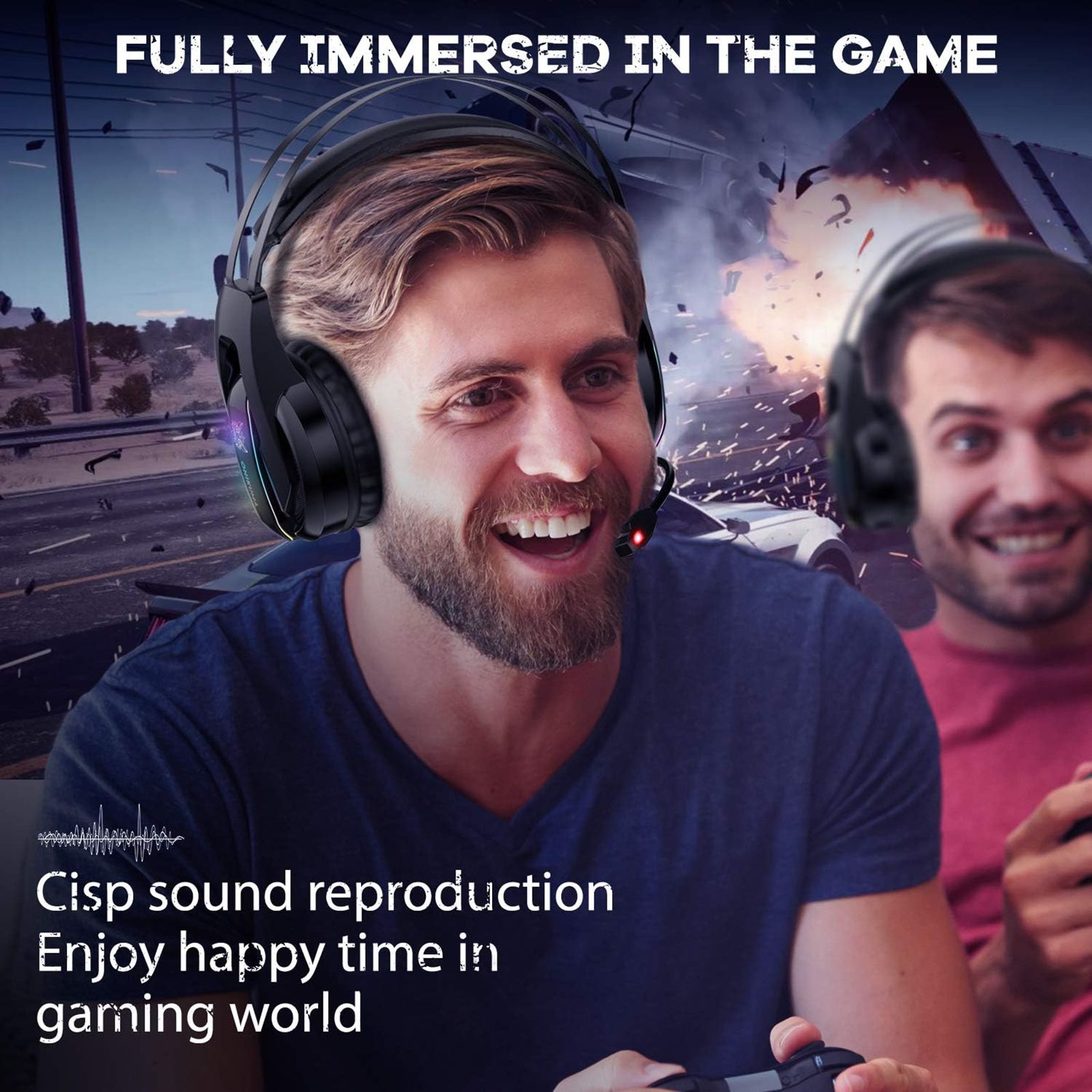 ONIKUMA K16 Wired Gaming Headphone with High Sensitive Noise Cancellation (Forbalanced Game Audio, Over Ear, Black)_3