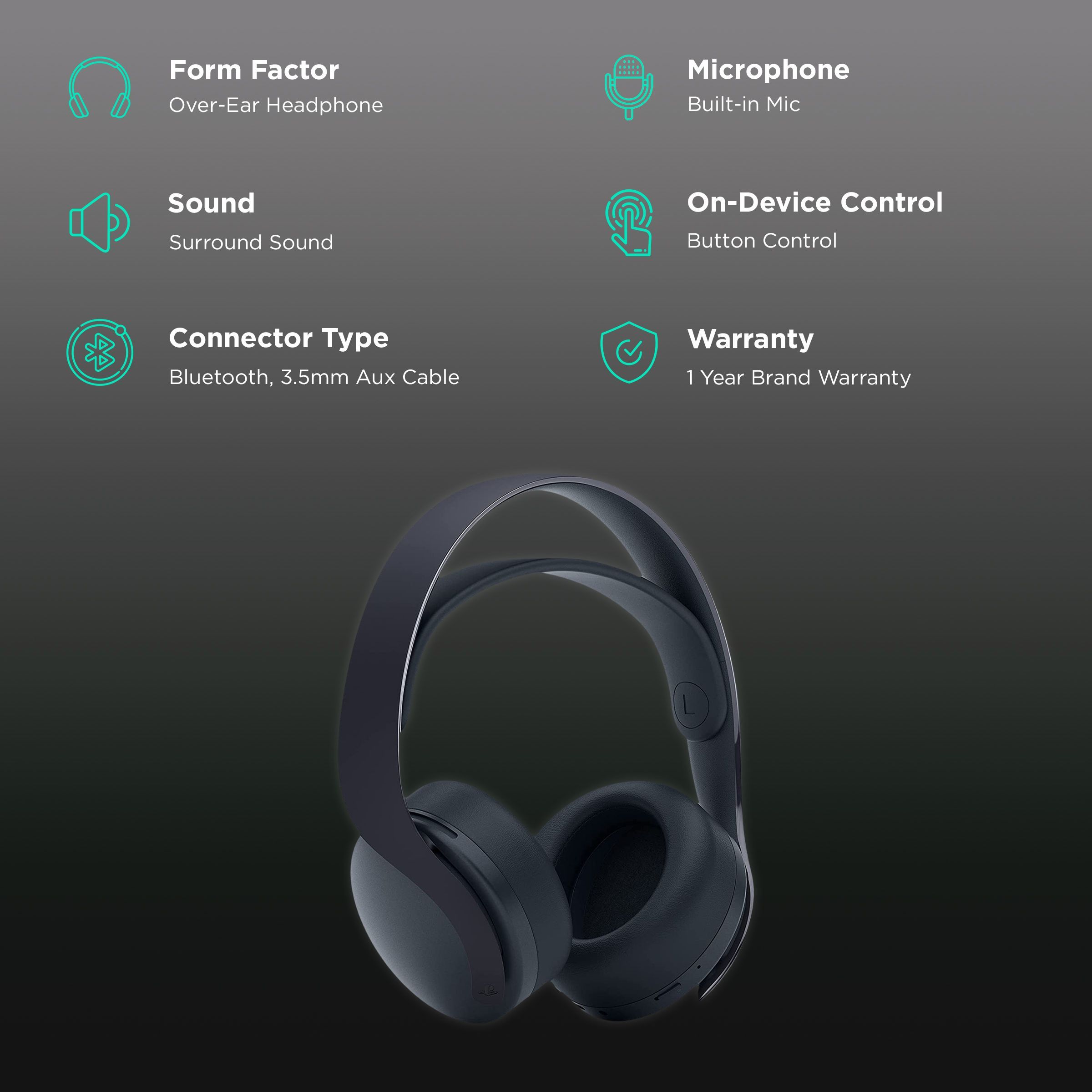 SONY PlayStation Pulse 3D CFI-ZWH1F06 Bluetooth Gaming Headphone with Noise Cancellation (Tempest 3D Audio, Over Ear, Black)_2