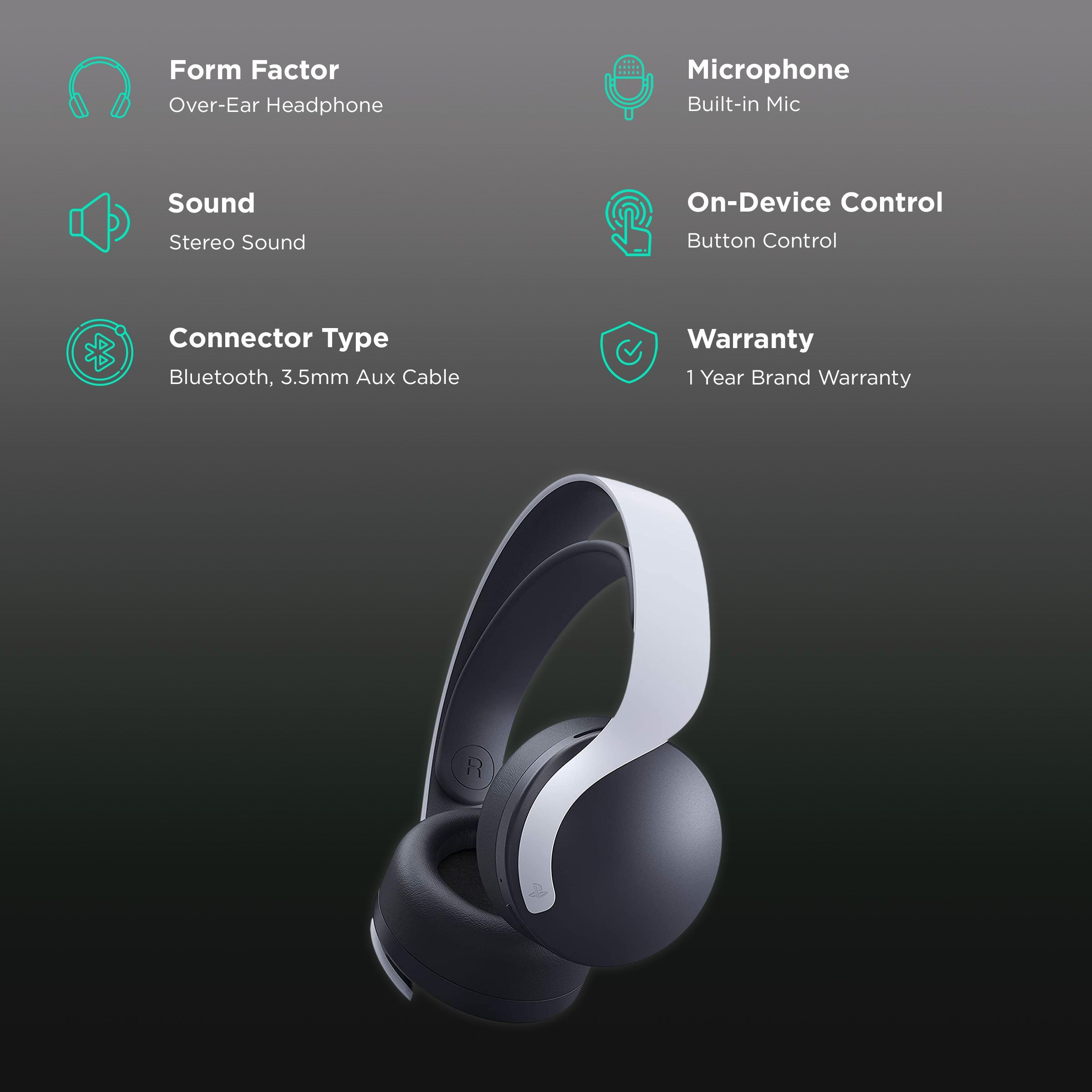 SONY PlayStation Pulse 3D CFI-ZWH1F06 Bluetooth Gaming Headphone with Noise Cancellation (Tempest 3D Audio, Over Ear, Grey White)_2